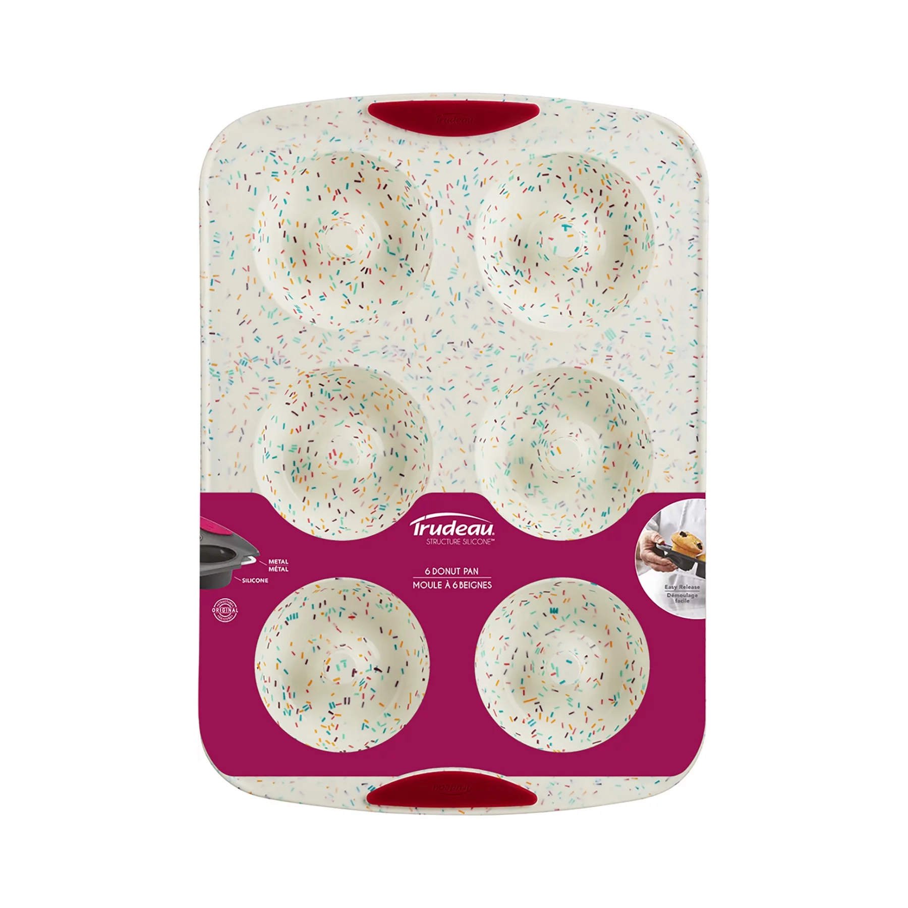 Trudeau White Confetti Silicone 6-Count Jumbo Donut Pan