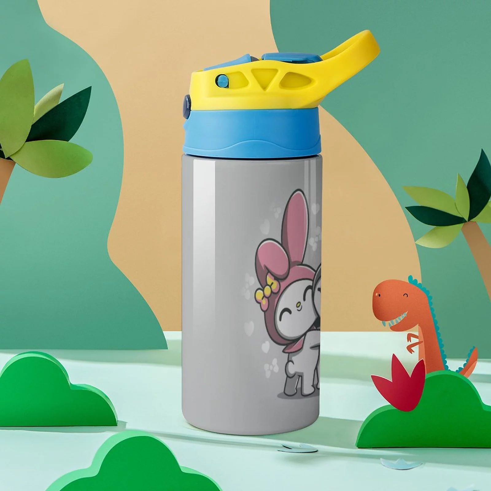 My Melody Kuromi Cute Children's Water Bottle Vacuum Insulated Stainless Steel Cup With Straw Toddler Thermoses