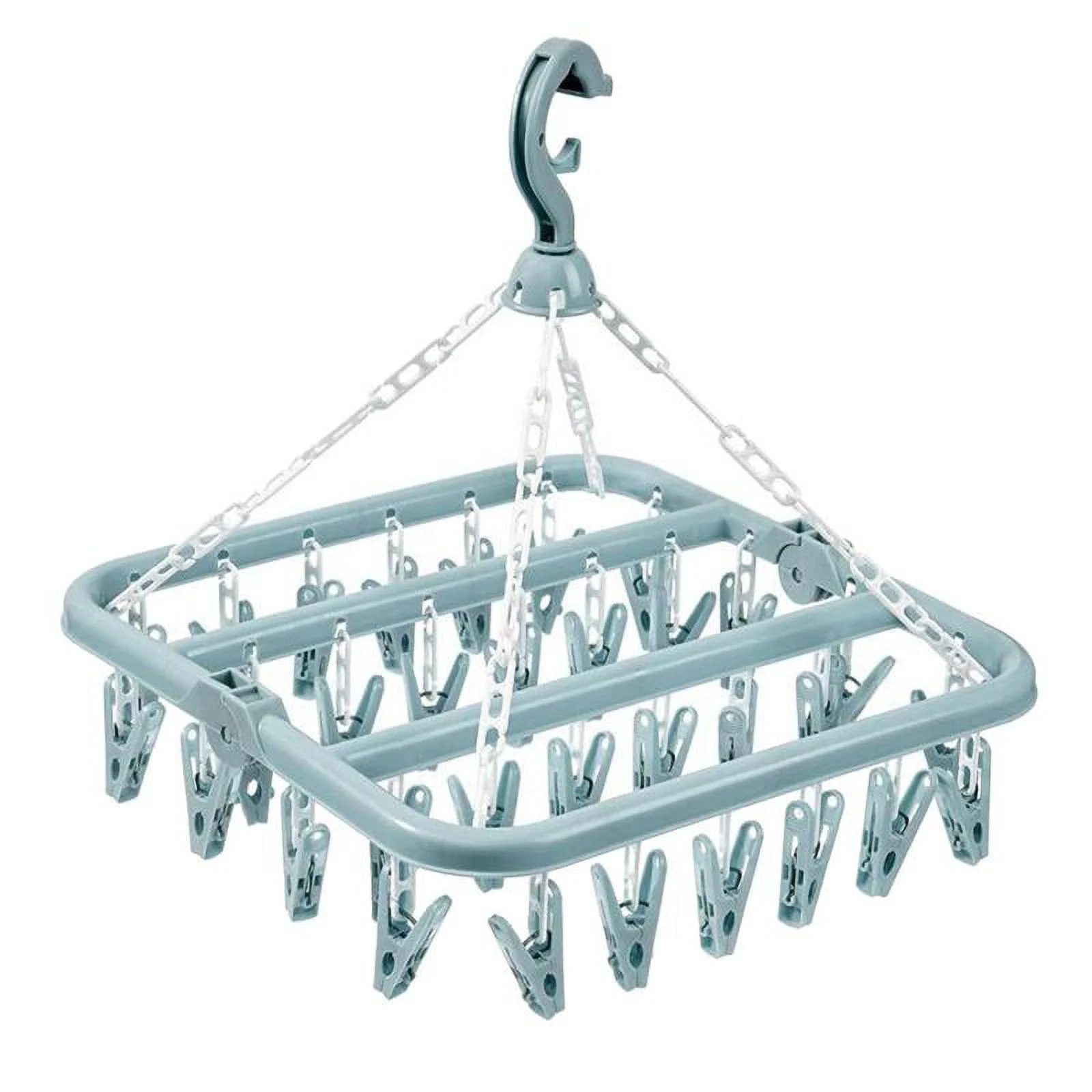 Folding Clothes Hanger Dryer Windproof Socks Underwear Dryer 32 Peg Blue