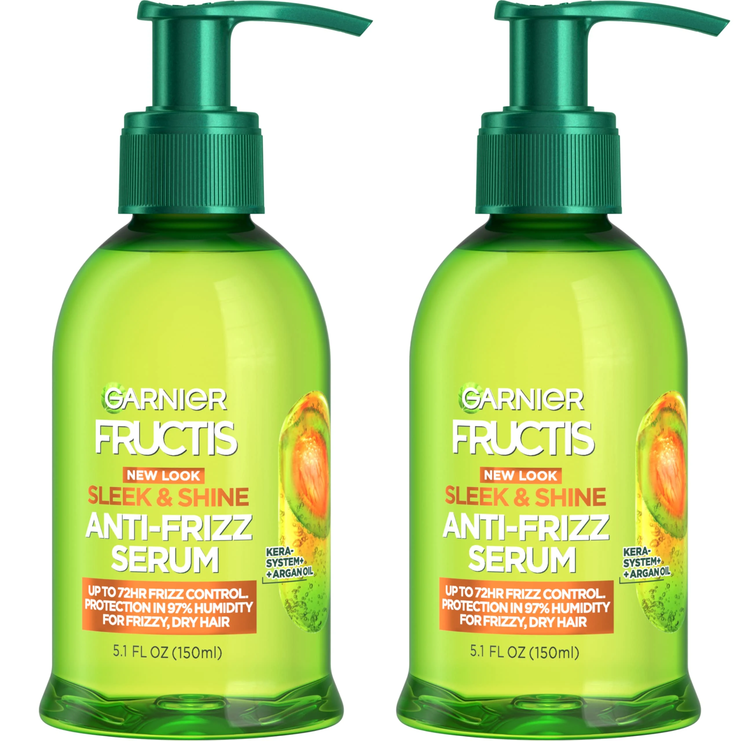 Garnier Fructis Sleek & Shine Anti-Frizz Serum, Frizzy, Dry, Unmanageable Hair, 2 count