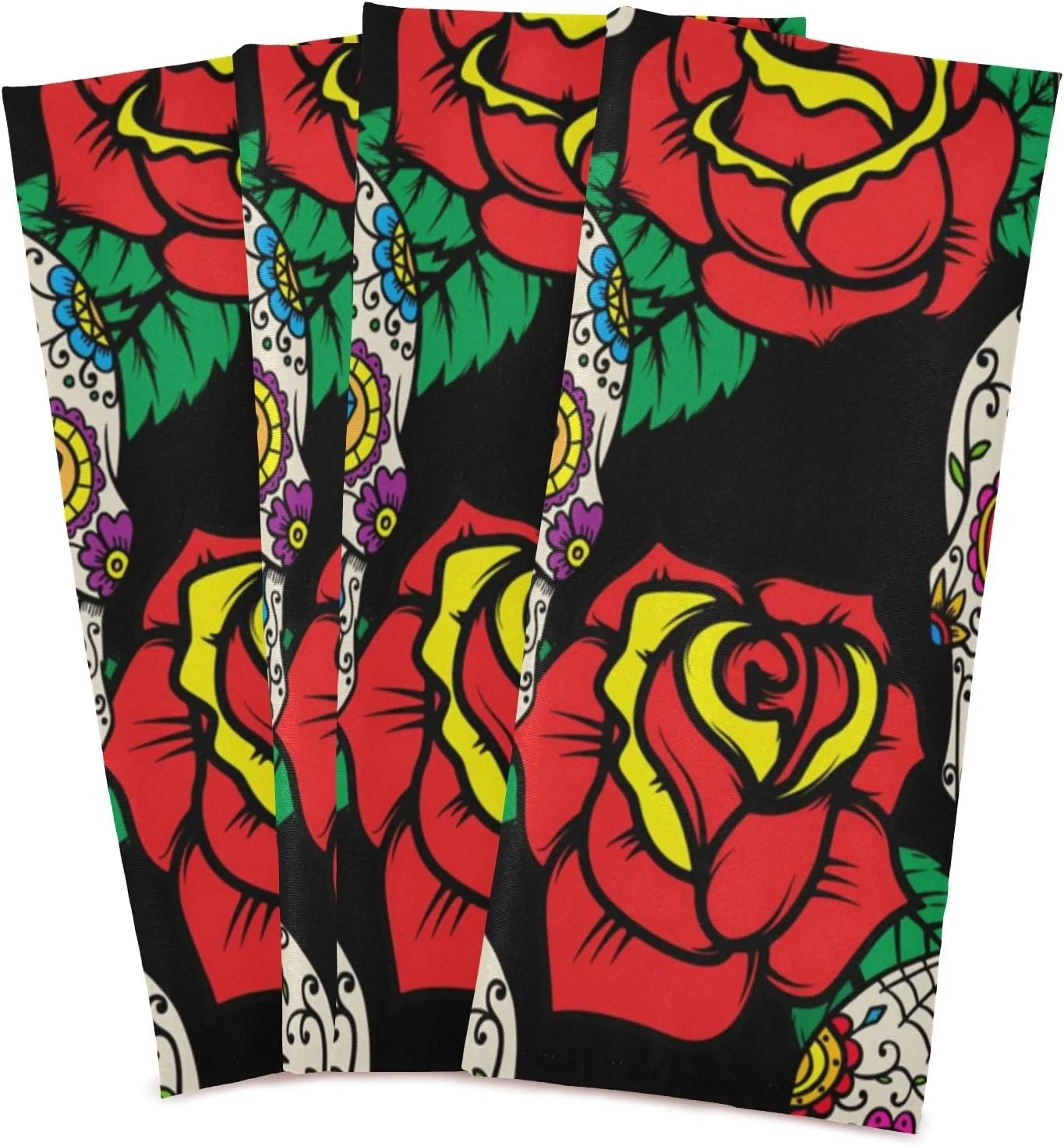 Coolnut Skull Kitchen Dish Towel Set of 6, Super Absorbent Soft Drying Cloth Tea Bar Towels, 28 x 18 Inch