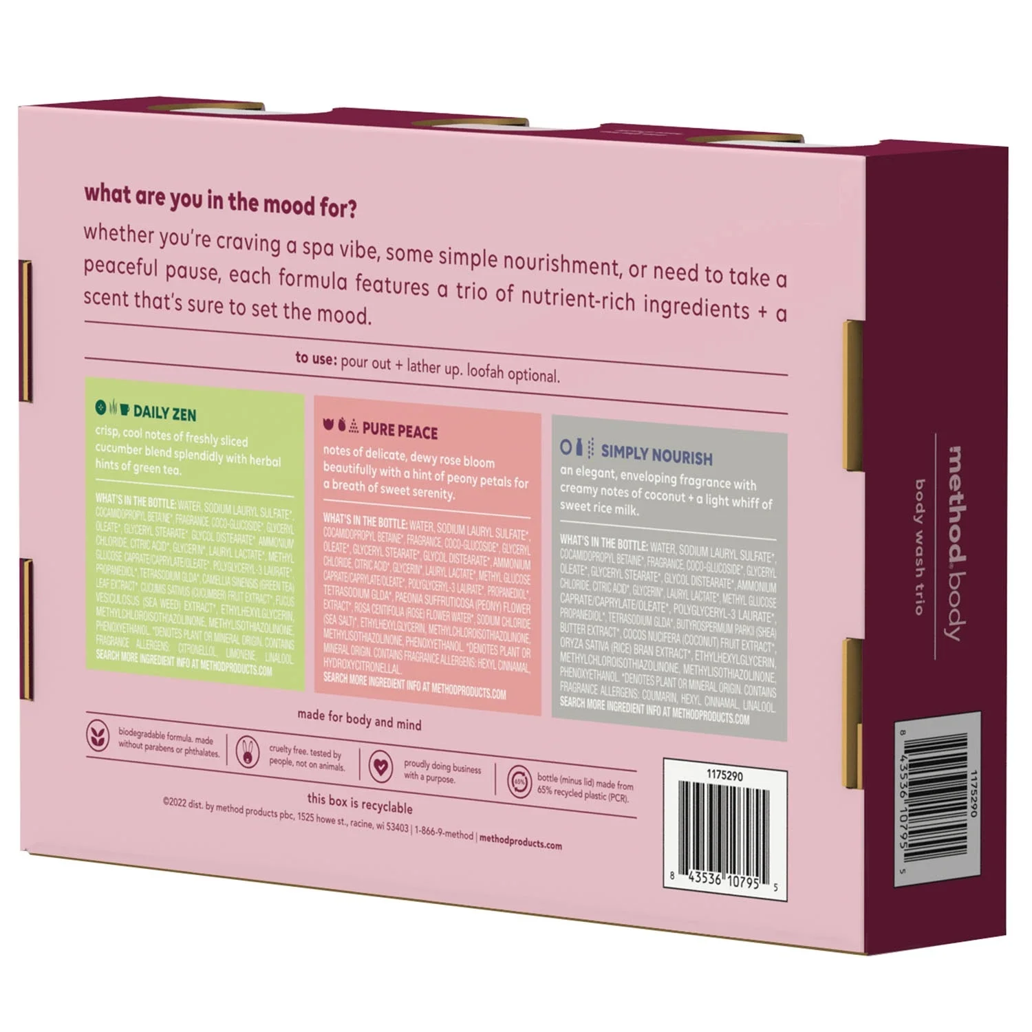 Method Body Paraben Free Body Wash Trio, 18 fl oz, 3pk