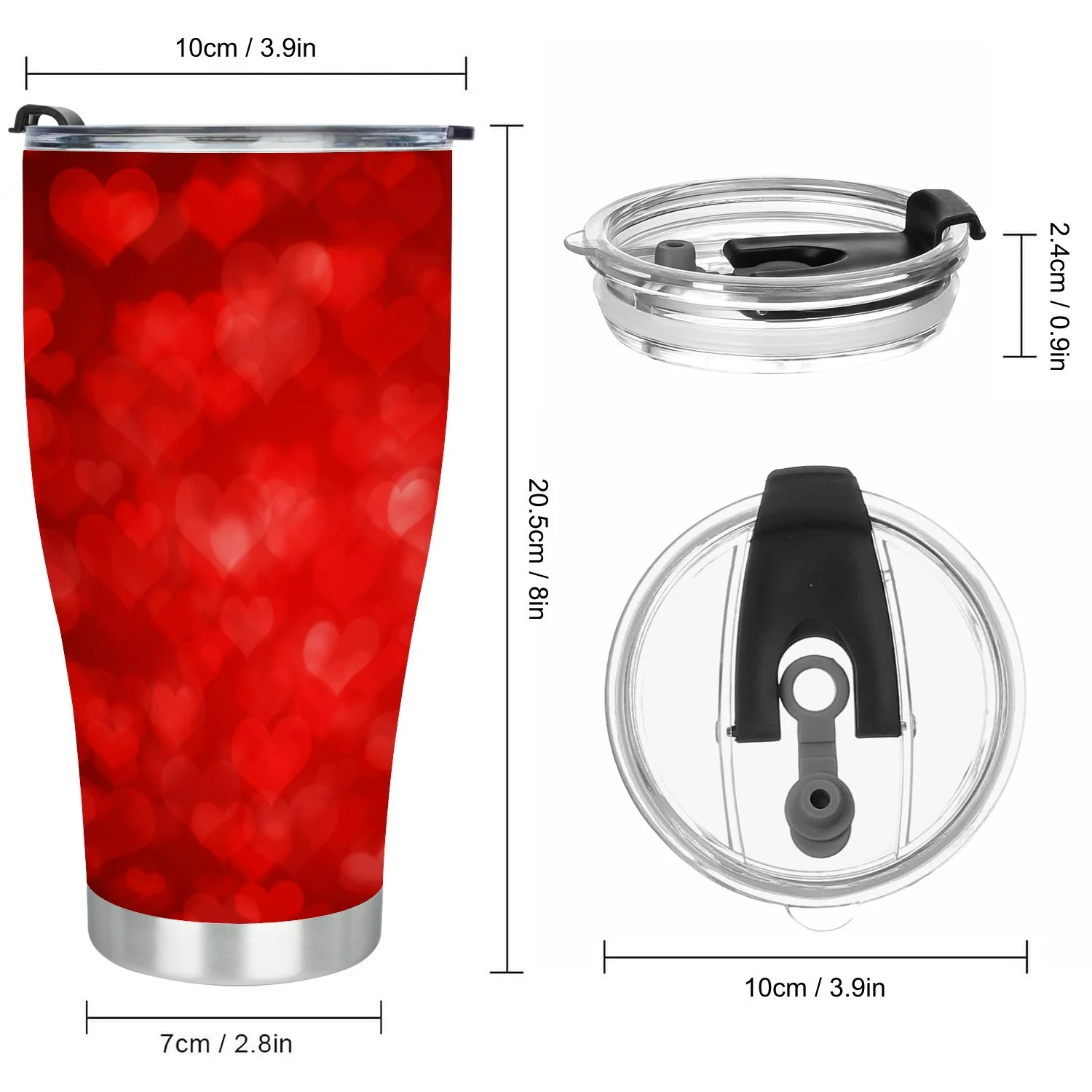 Hidove Stainless Steel Tumbler, Heart for Valentine's Day 30oz Leak Proof & Stainless Steel Bottle for Hot & Cold Drinks - Coffee Travel Mug, Water Metal Canteen, Thermal Cup