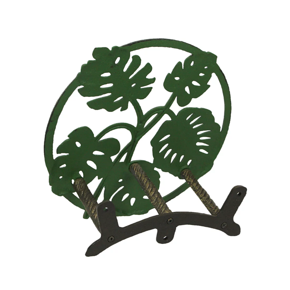 Zeckos Green Cast Iron Monstera Leaf Wall Mounted Hose Holder