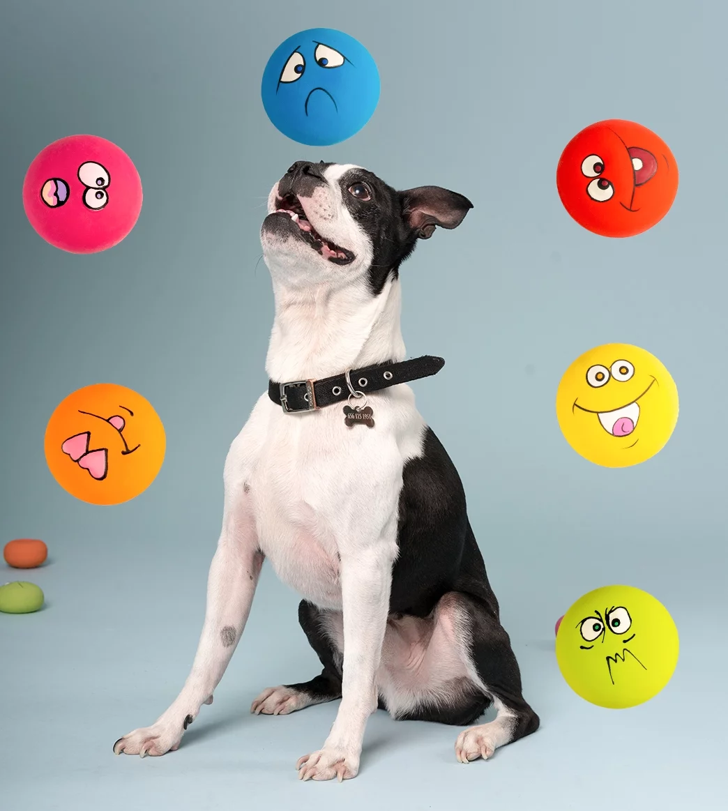 SMALL DOG TOYS SQUEAK LATEX RUBBER FETCH DOG BALLS FOR AGGRESSIVE CHEWERS FOR SMALL MEDIUM AND PUPPY 6 PCS