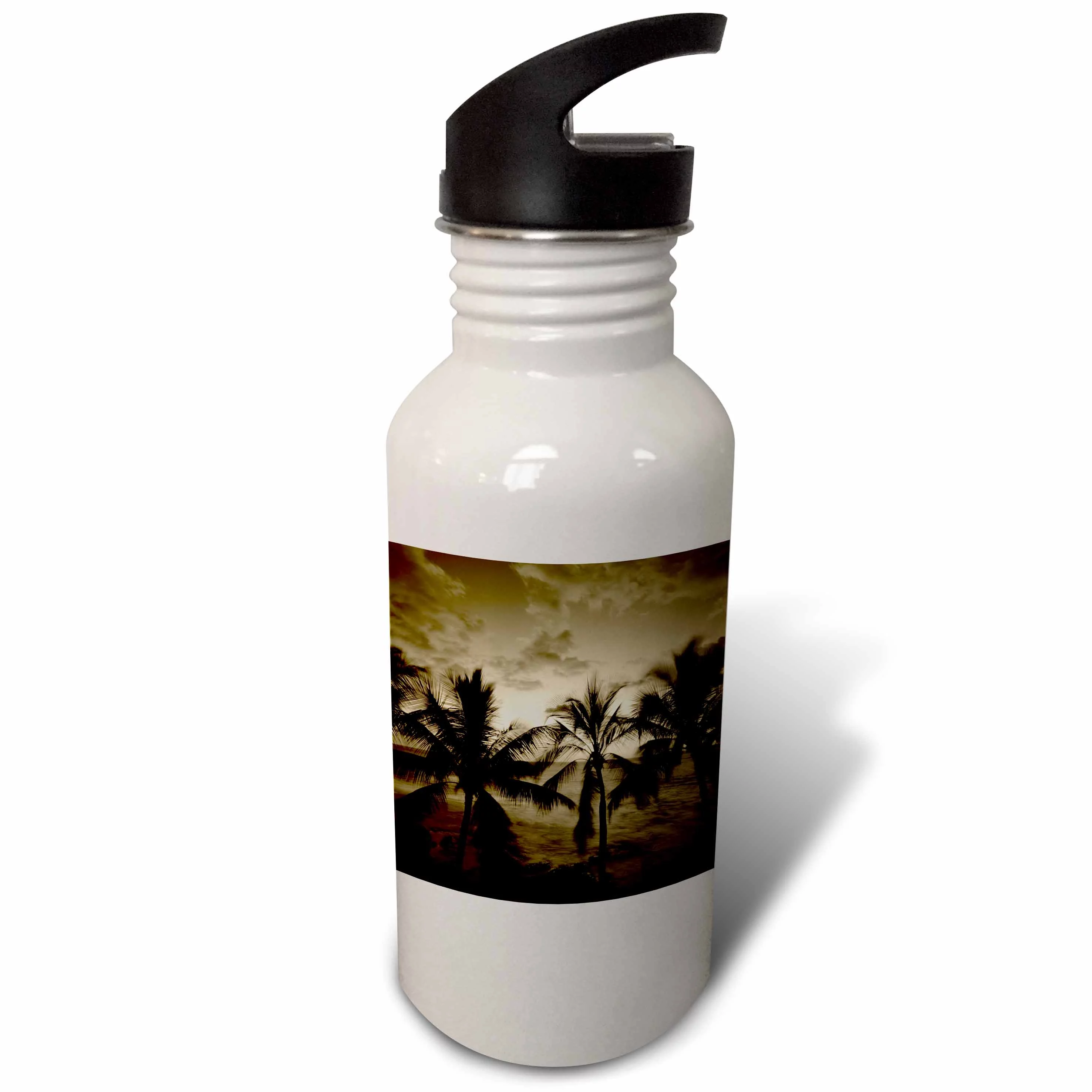 Beach palm trees, Kona, Hawaii, USA - US12 SWE0039 - Stuart Westmorland 21 oz Sports Water Bottle wb-144294-1