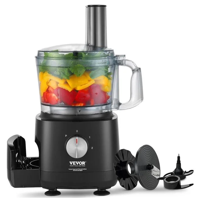 Vevor  600W Food Processor 9-Cup Vegetable Chopper 2-Speed Stainless Steel Blade Black Electric Food Processor, Black