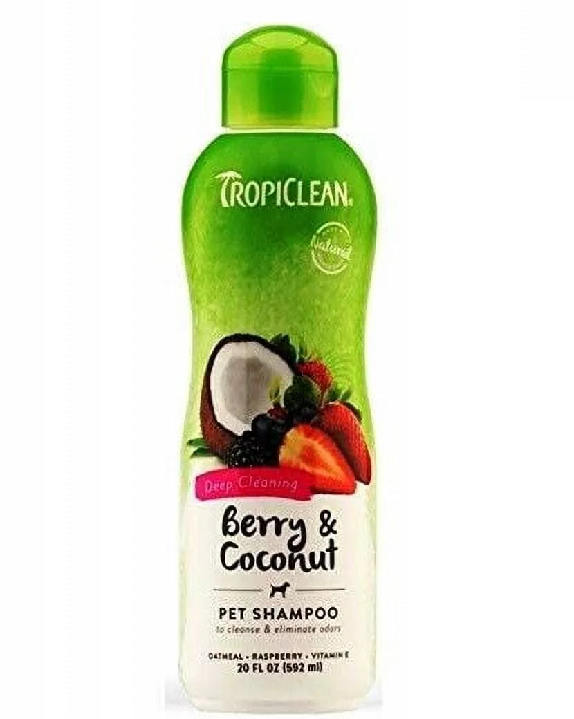 Dog Deep Cleaning Gentle Shampoo Berry Coconut Coat Shine Detangler Pick Size (20 oz)