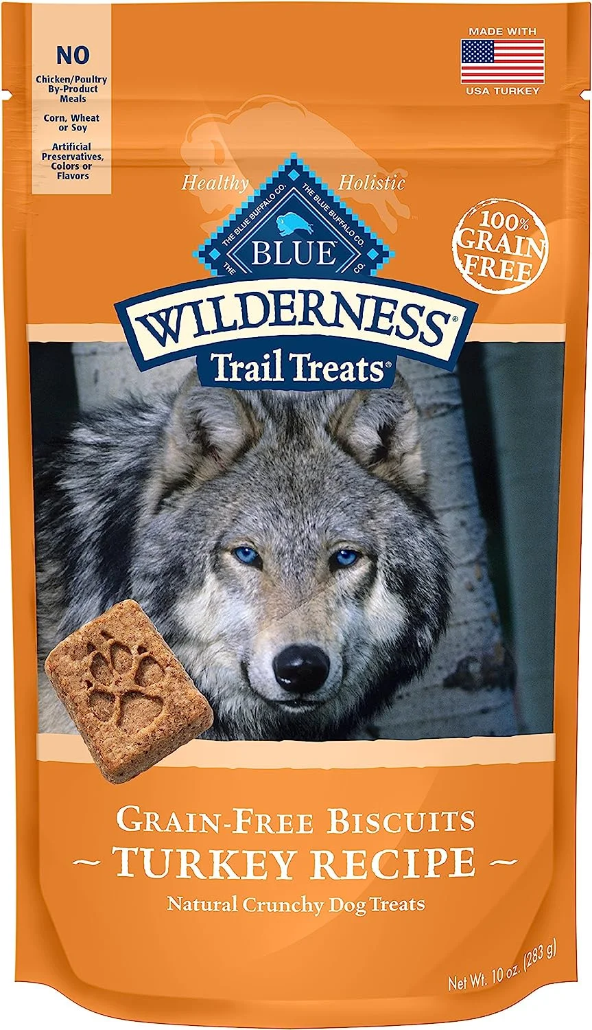 Blue Wilderness Grain-Free Turkey Biscuits Trail Dog Treats 10 Oz (6 Pack) Trail Treats Turkey Recipe 10 oz (6 Pack) Standard Packaging