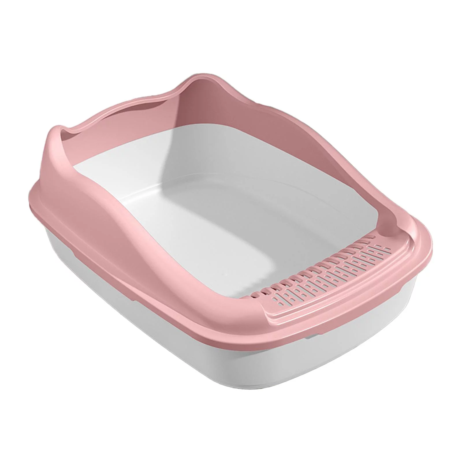 Tooyful Open , Pets Litter Tray Large Pan Toilette Sand Box Container Splashproof Potty Toilet Litter Pan for Kitten Rabbit Kitty Pink 48X34.7X18CM
