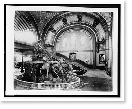 Historic Framed Print, [Grand Vestibule and Fountain Bartholdi in the Gallery of Machines, Paris Exposition, 1889], 17-7/8