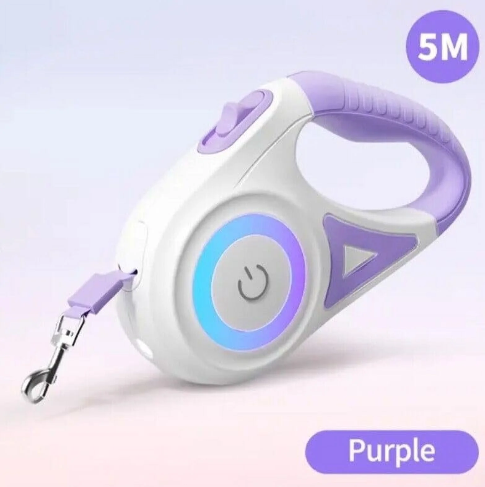 Best Dog Supplies Retractable Dog Leash with Flashlight & Front Safety Led Light - 360°Tangle-Free Training Leash for Night Walks & Ultimate Freedom with Anti Slip Handle - Perfect All Dogs - Purple