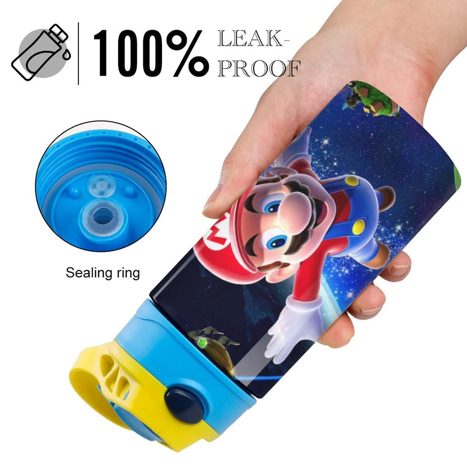 Fly Super Mario Kid's Insulated Water Bottle With Straw Vacuum Stainless Steel Cup Leak-Proof Children Toddler Thermoses