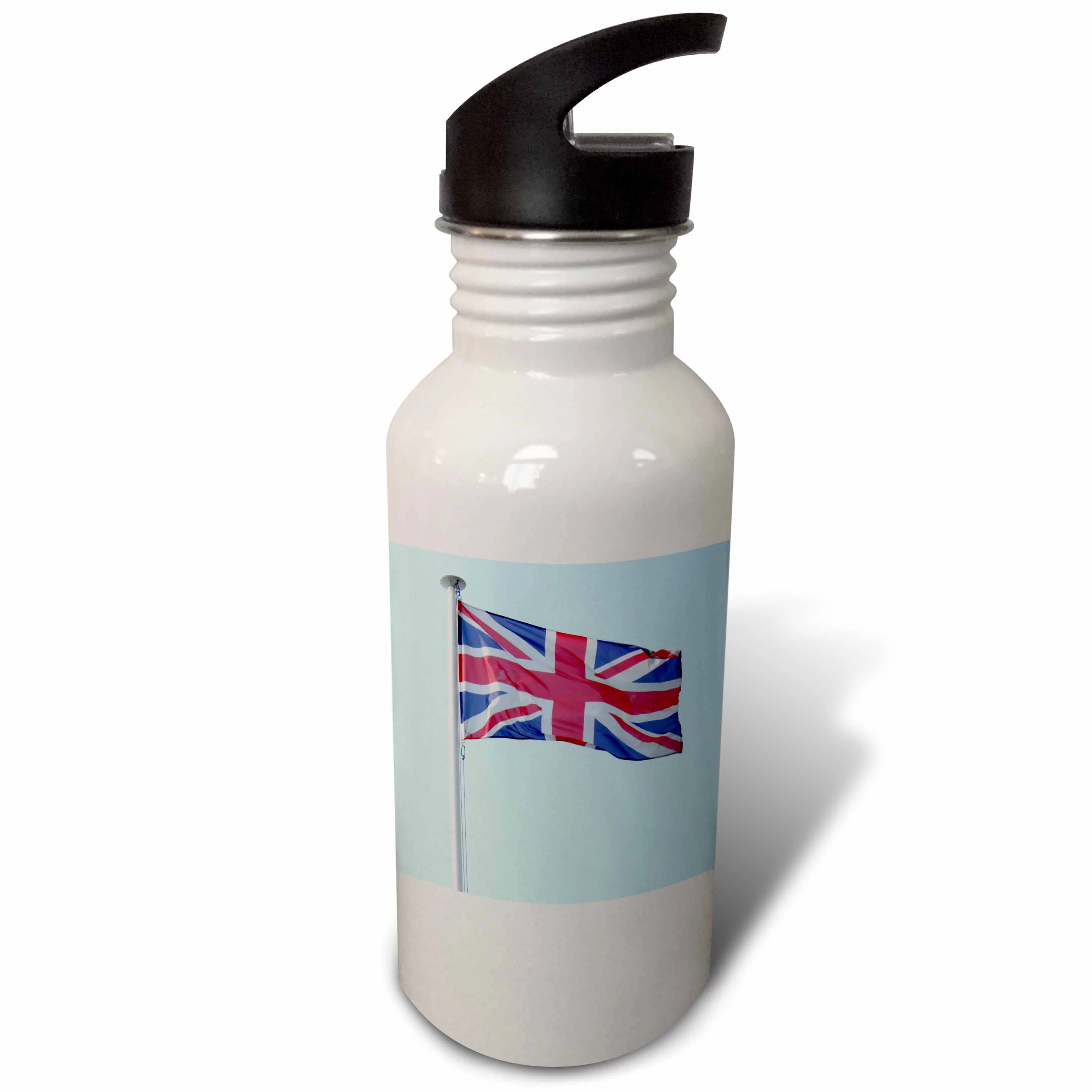 Union Jack UK Flag on pole - United Kingdom patriotic British souvenir Great Britain red white blue 21 oz Sports Water Bottle wb-157811-1