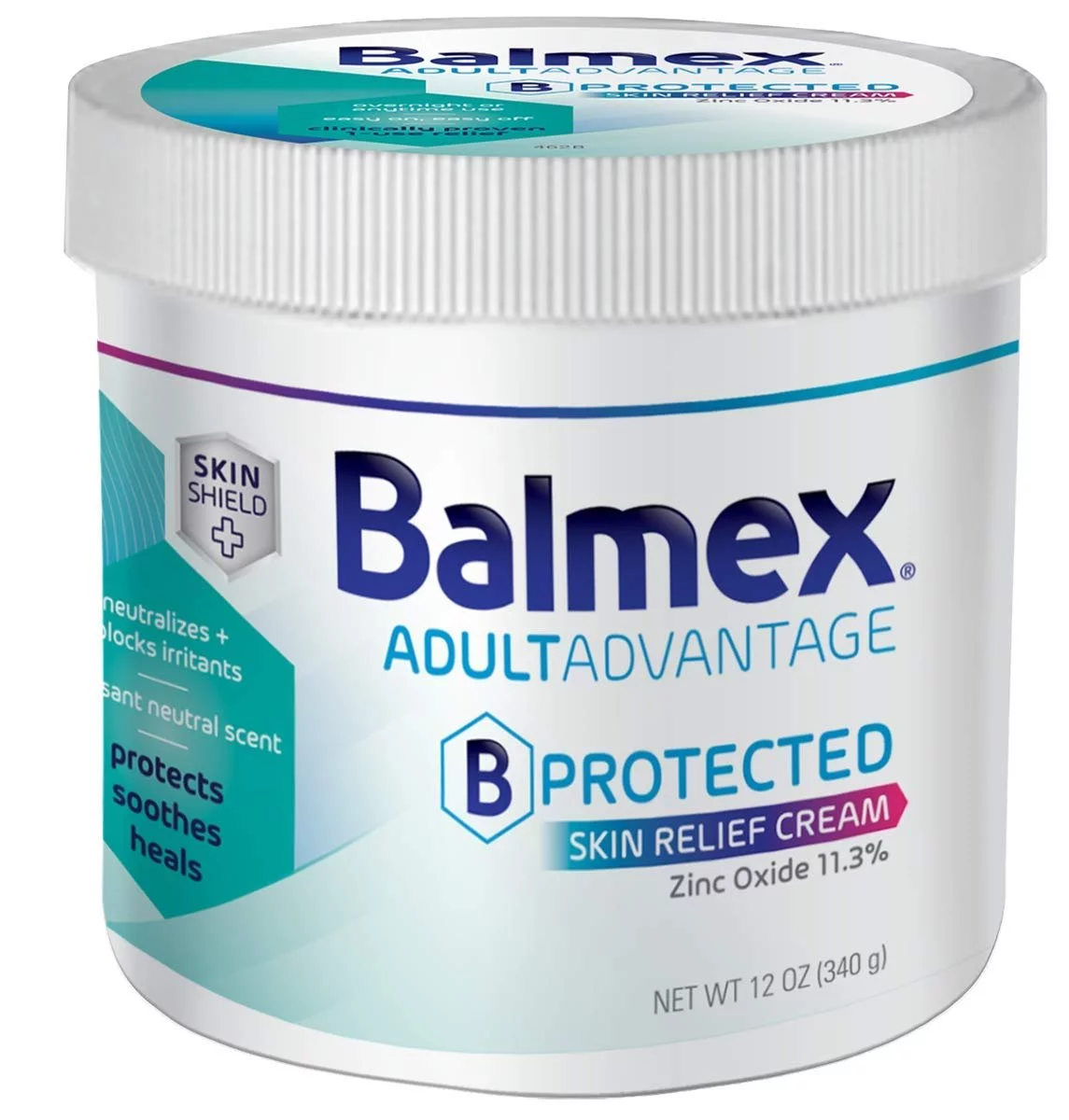 Balmex Adult Advantage B-Protected Skin Relief Cream, with Skin Shield Technology to Protect - Soothe and Heal Sensitive Skin, 12oz