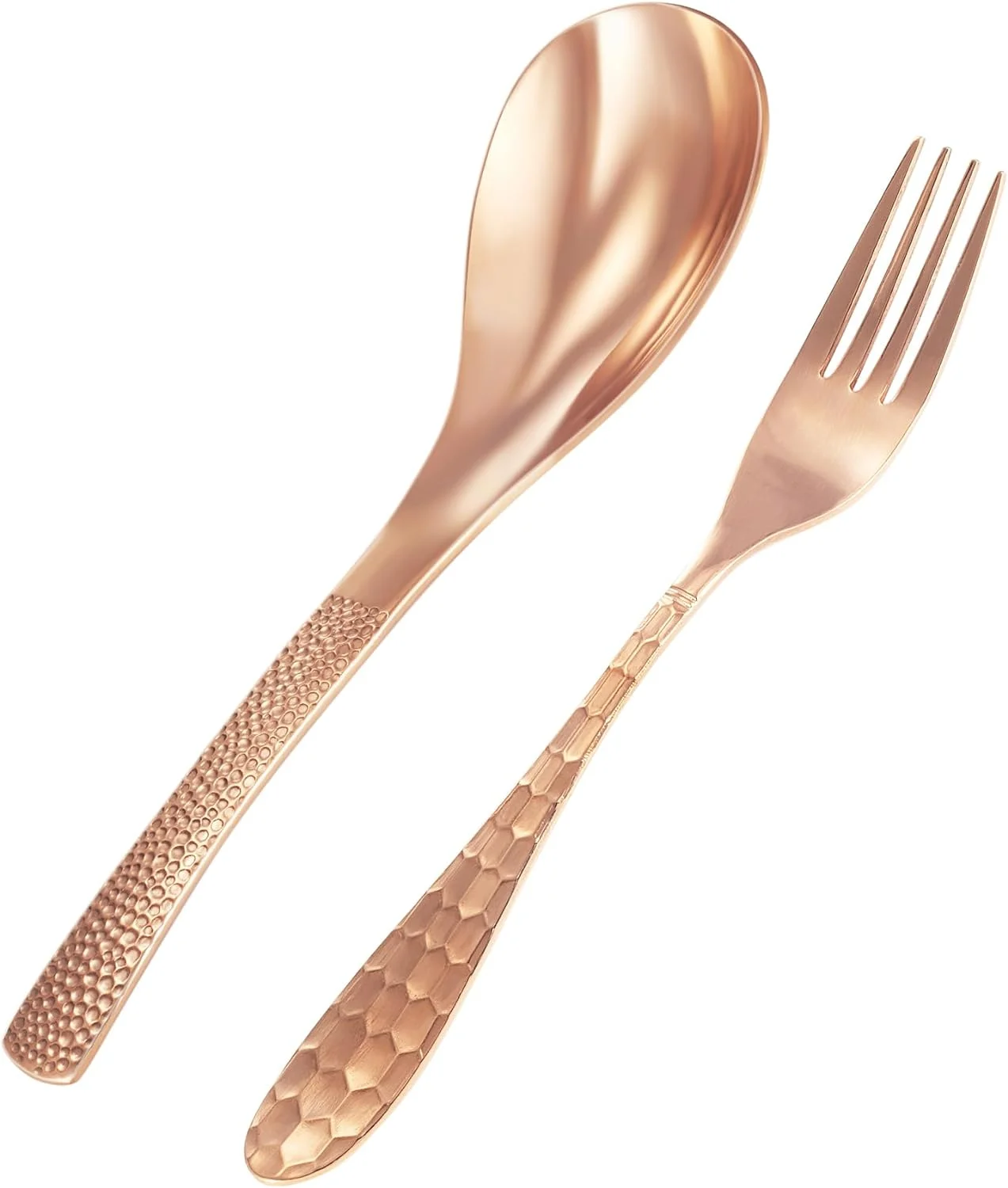 Wollet Copper Spoons and Copper Forks Set Copper Flatware Set 1 Forks and 1 Copper Spoons Set Use for Home Kitchen or Restaurant Copper Spoons Copper Forks