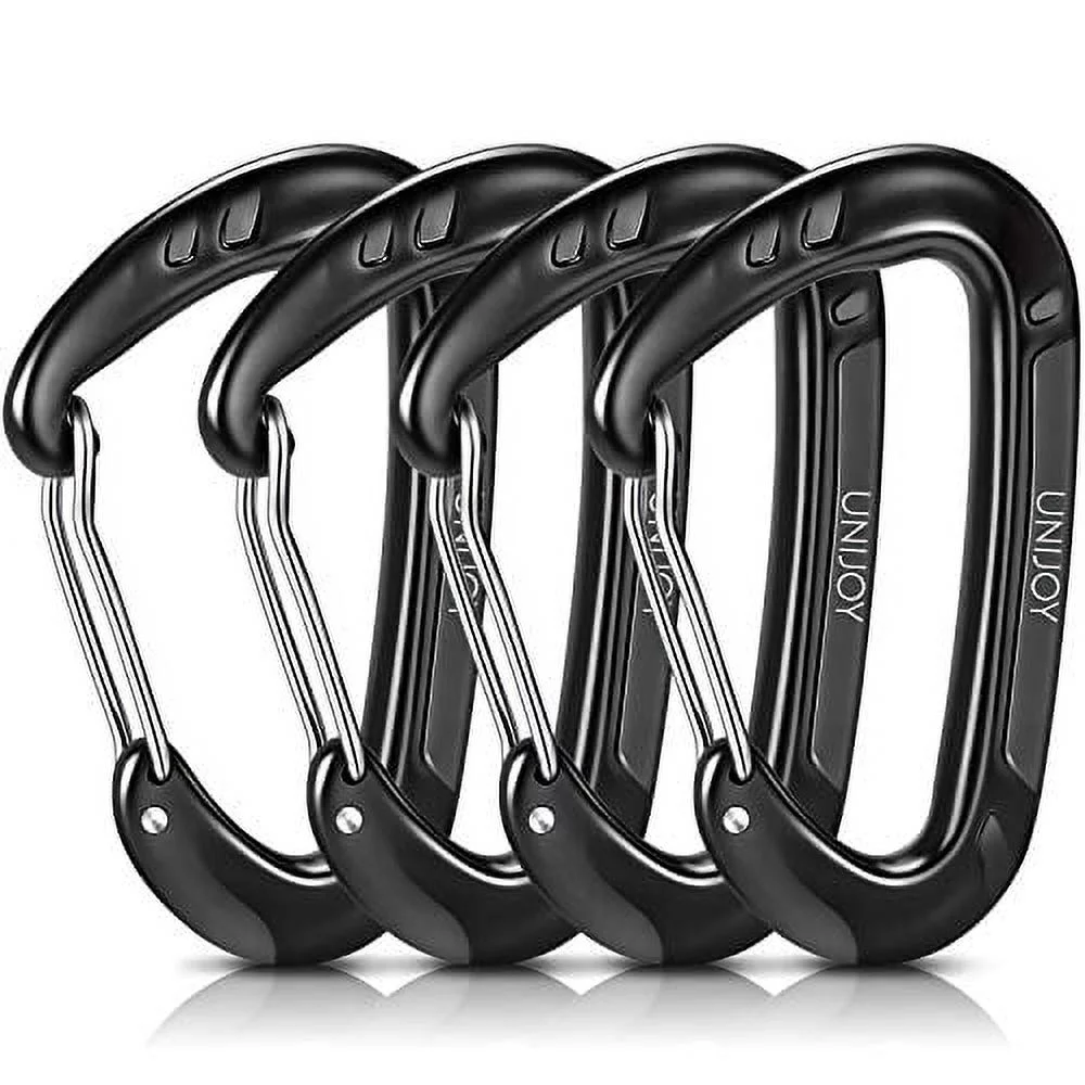 Unijoy Carabiner Clips, 4 Pack, 12KN Heavy Duty Wiregate Carabiners for Camping Hiking Hammock etc, Small Aluminium Caribeaners for Backpack and Dog Leash