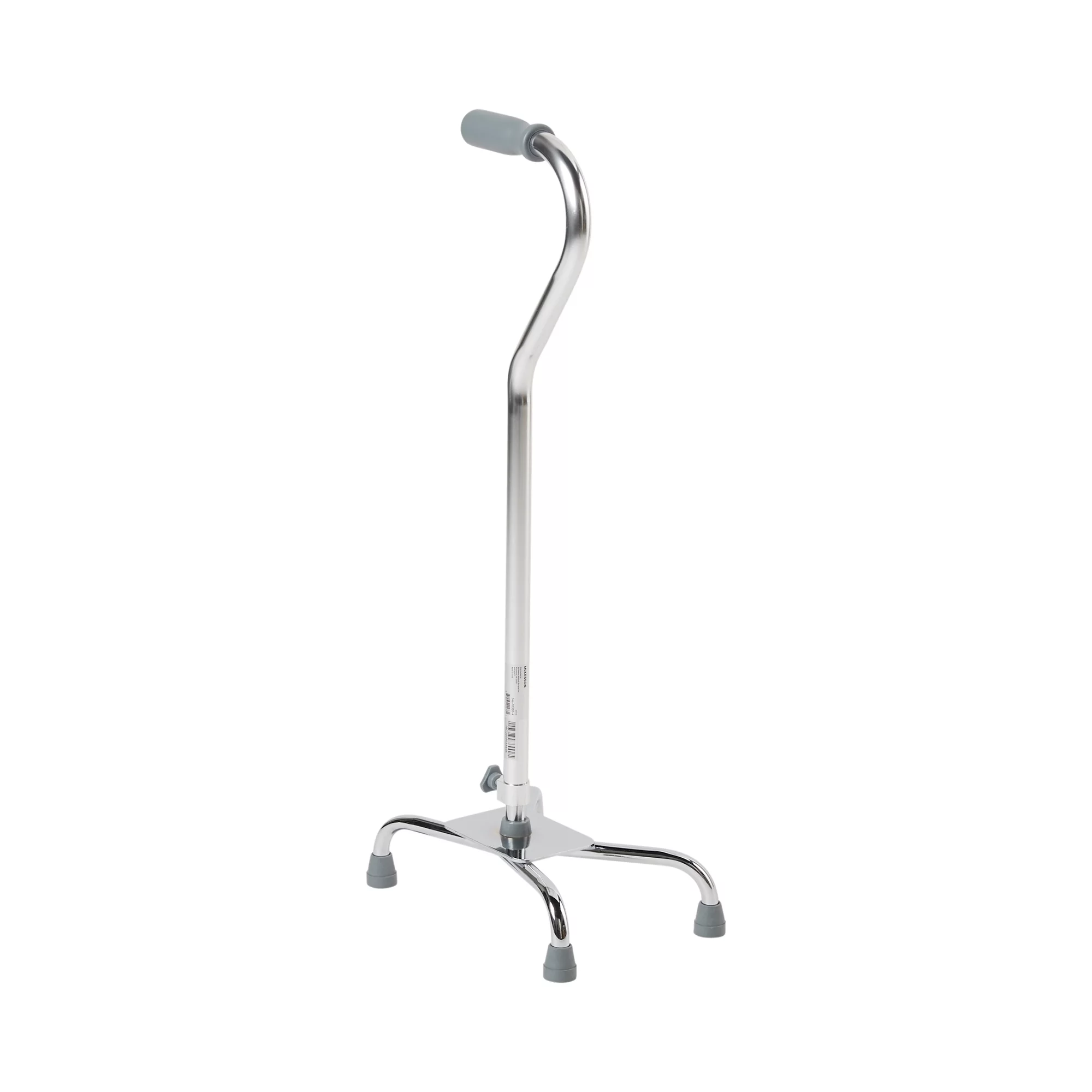McKesson Chrome Steel Large Base Quad Cane, Adjustable Height 29