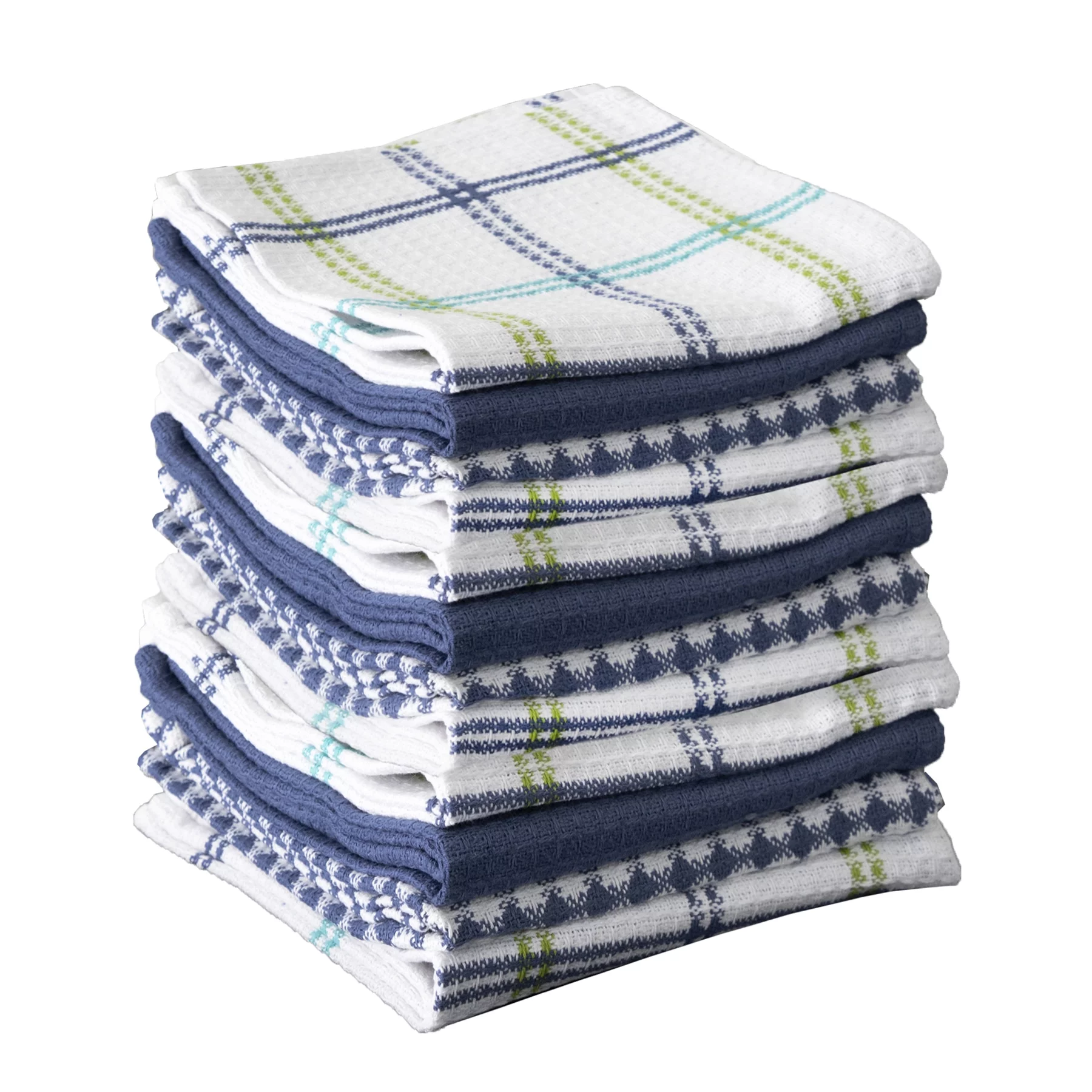 Coordinating Flat Waffle Weave Dish Cloth, Twelve Pack, Cool