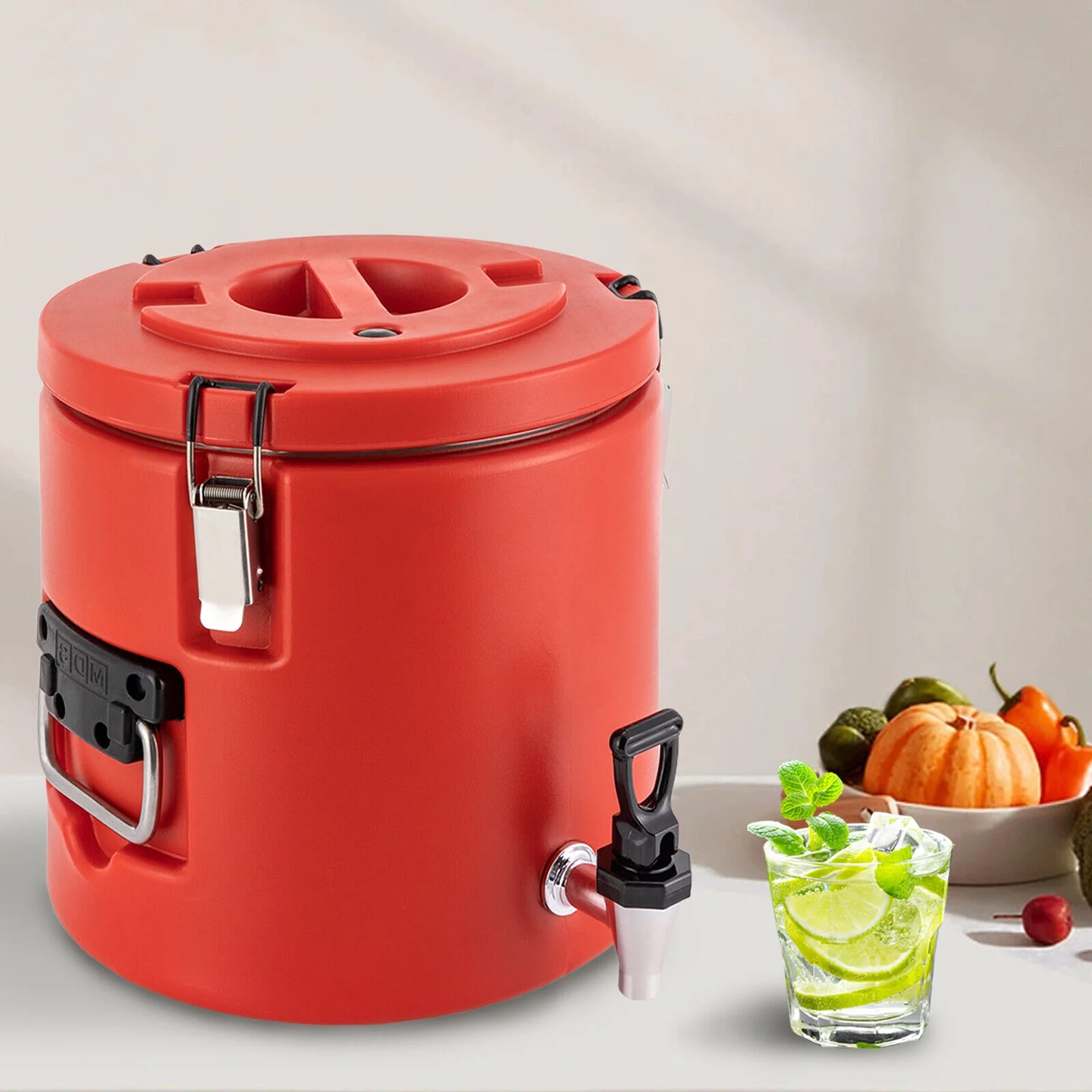 MIDUO Insulated Thermal Beverage Dispenser Hot & Cold Drink Stainless Steel Dispenser w/ Faucet