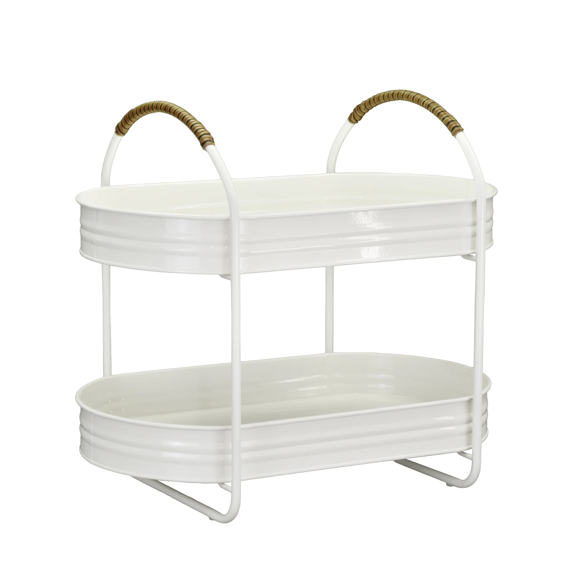 Better Homes & Gardens - Vanilla White Galvanized 2-Tier Serving Tray Stand,15.90 in x 10.74 in