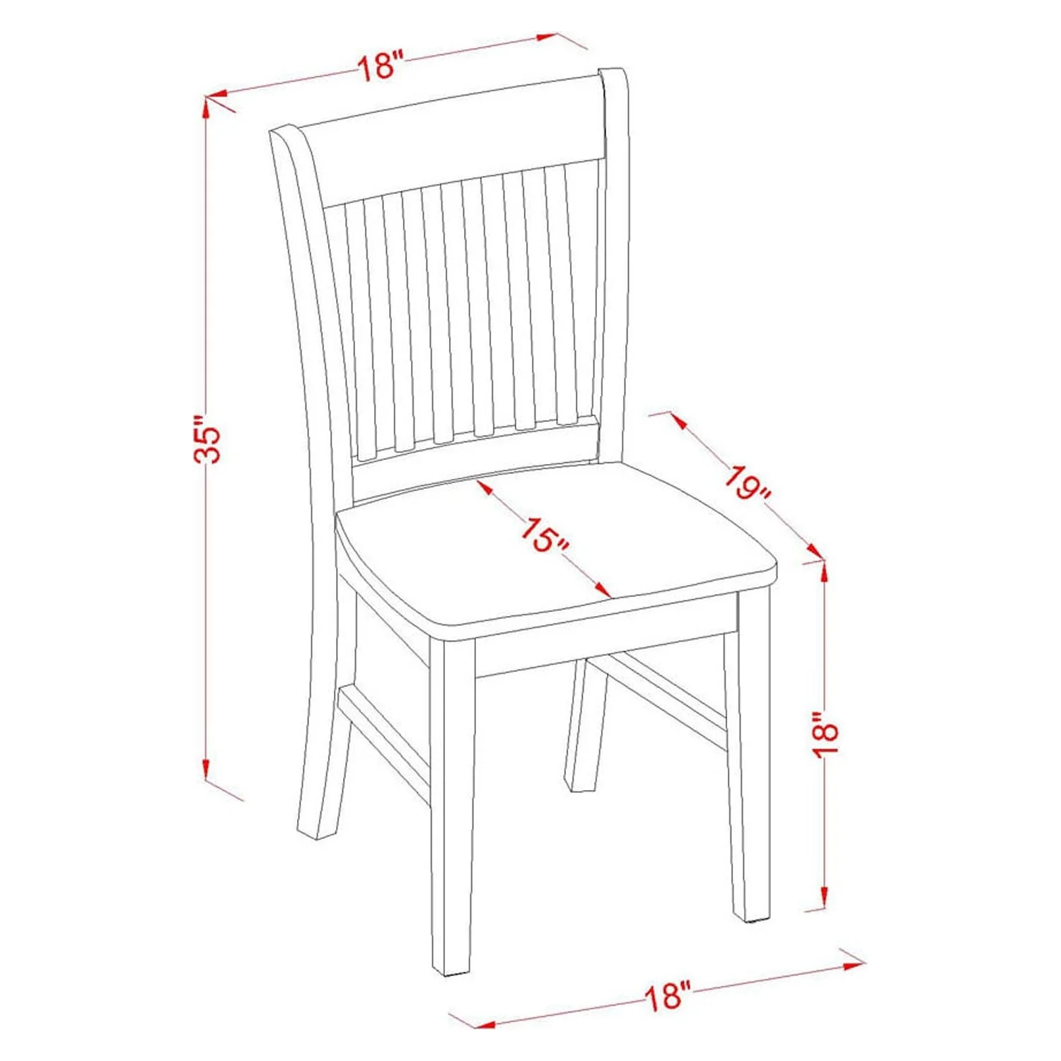 East West Furniture Dover 7-piece Wood Chairs and Dining Table in Mahogany
