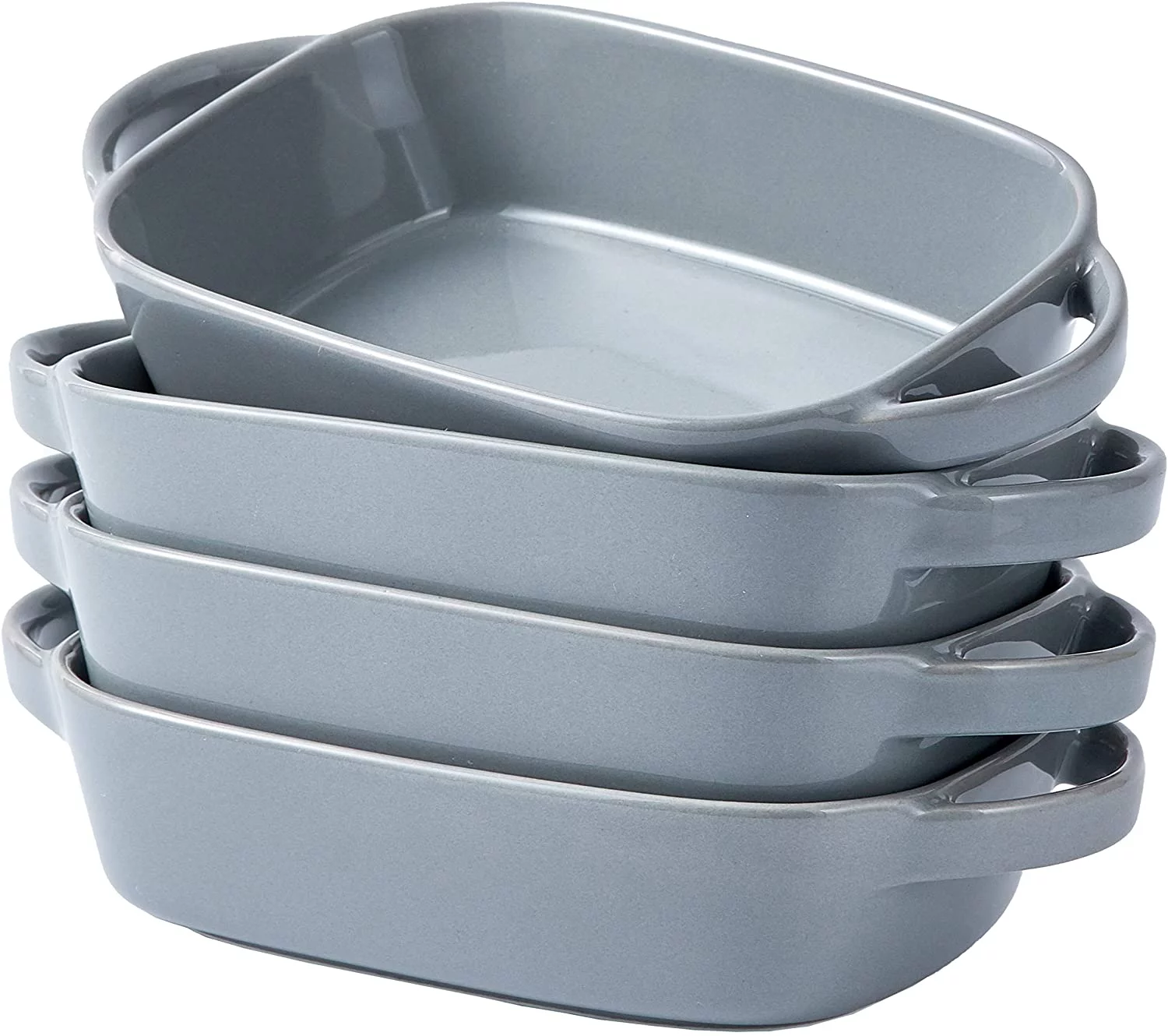 9X5 Inch Grey Baking Pans Set Of 4, Ceramic Baking Dish | Pie & Lasagna Pans For Casserole Dish With Lid | Kitchen Baking Dishes For Oven Safe & Porcelain Bakeware For Cooking