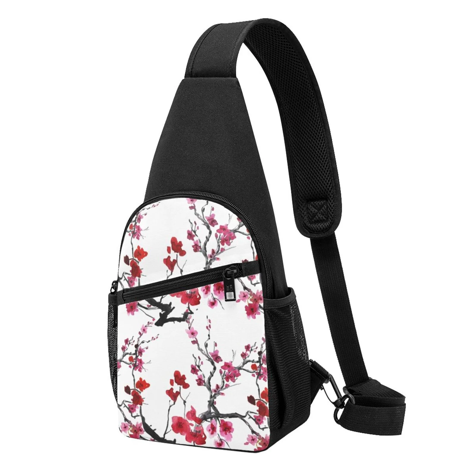 Balery Cherry Blossoms Chest Pack,Small Sling Bag For Women Men,Crossbody Bags For Travel Hiking Running Sports