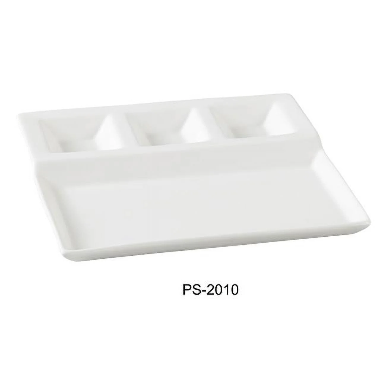 Yanco PS-2010 10.25 x 8.75 in. Porcelain 4-Compartment Plate, Bone White - Pack of 12