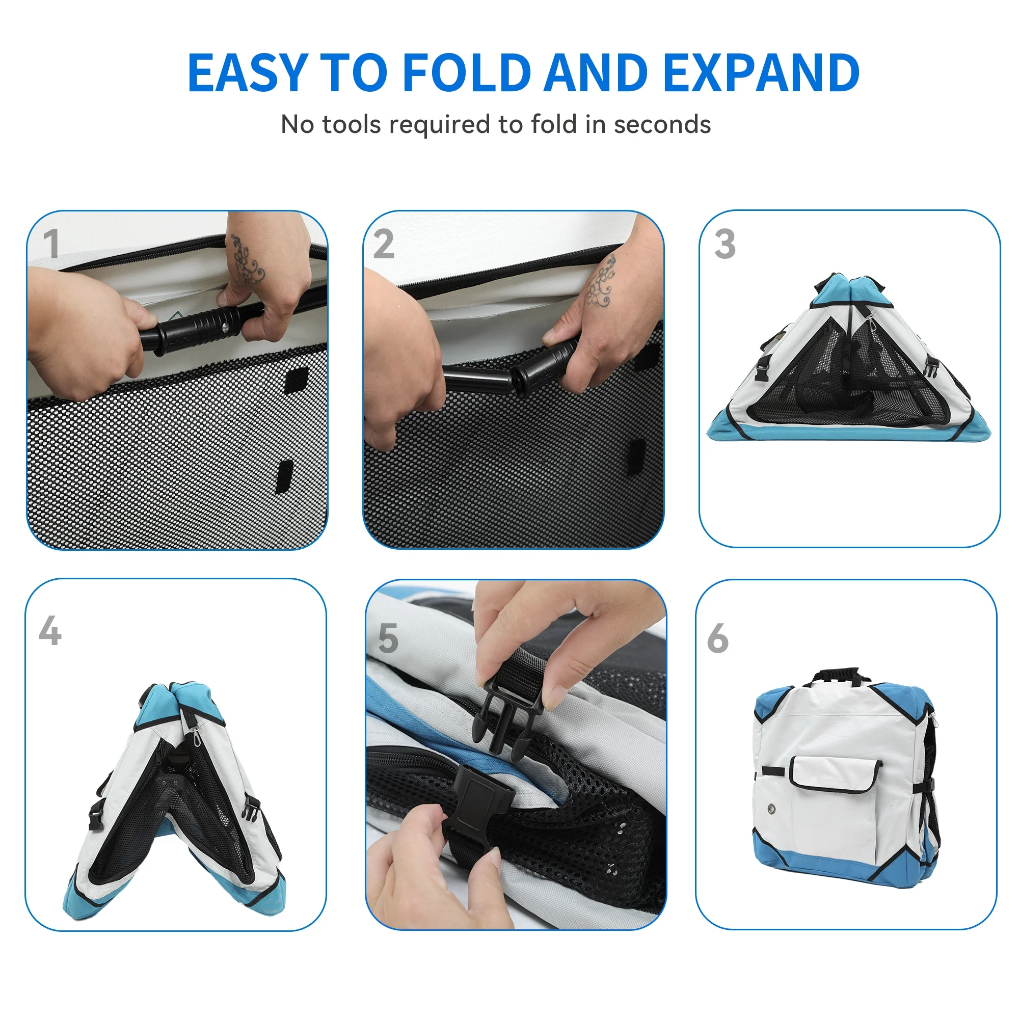 Dextrus Portable Dog Travel Crate, Collapsible Dog Crate with 4 Doors and Sturdy Mesh Windows, Soft Dog Kennel for Indoor and Outdoor Use(42