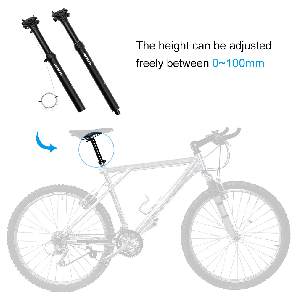 ZOOM 31.6 mm Mountain Bike Seatpost Road  Dropper Hydraulic Lifting Remote Control Adjustable Seatpost Tube
