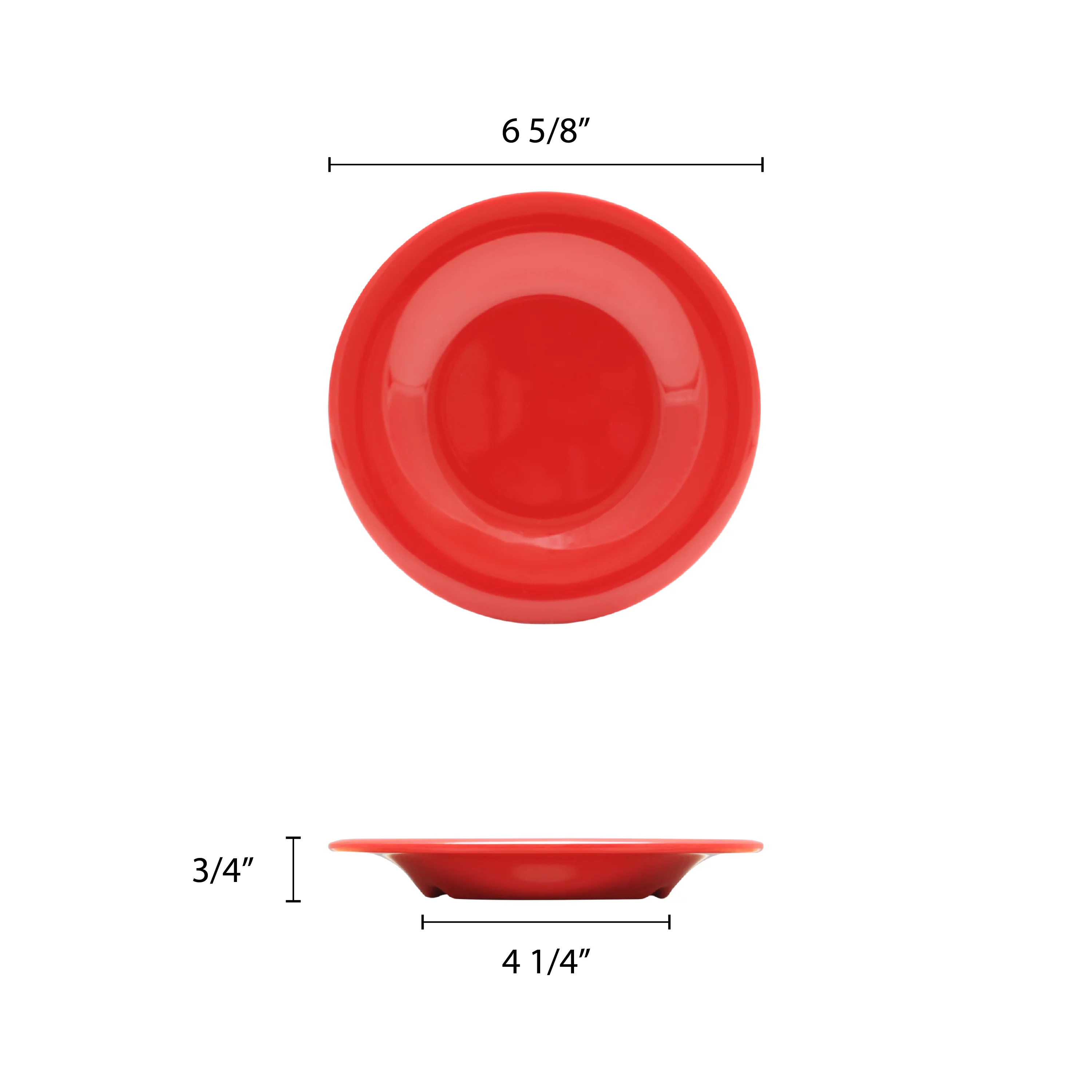 Excellante Color Pure Red Melamine Dinnerware Collection 6.5 Inch Wide Rim Round Plate, Comes in Dozen