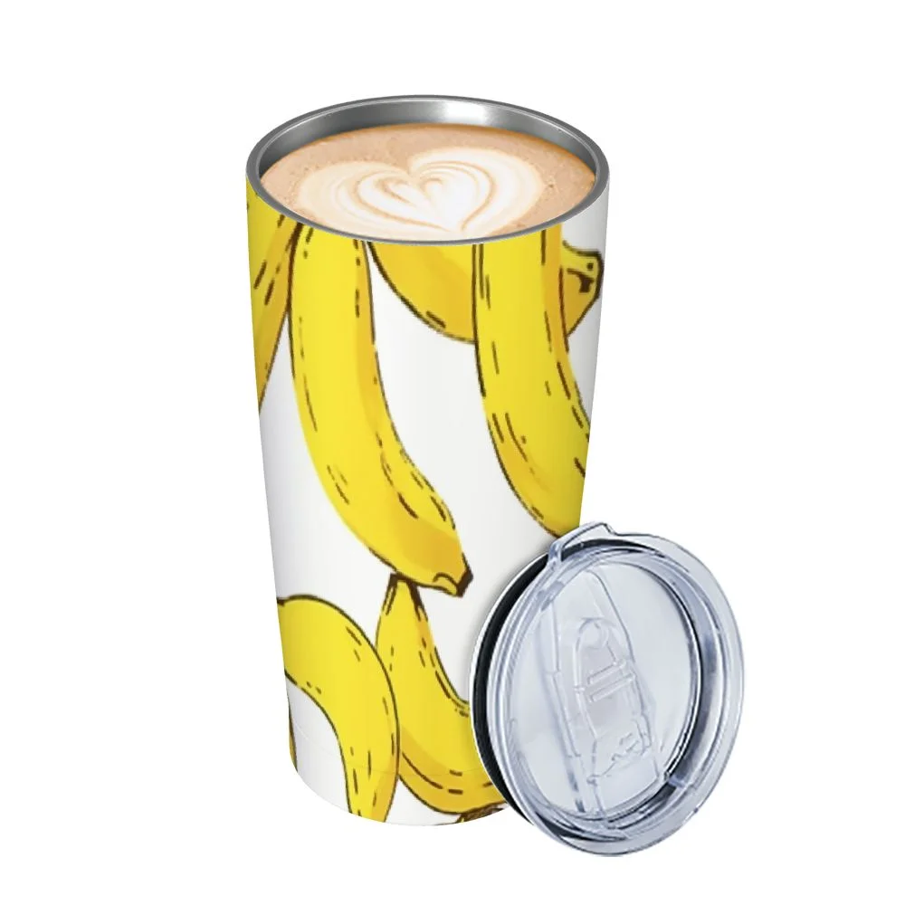 COMIO  Cute Drawn Banana Fruits Stainless Steel Water Bottles with Straw, Insulated Travel Water Bottle for Women Men Teenage, Keeps Your Drink Hot & Cold