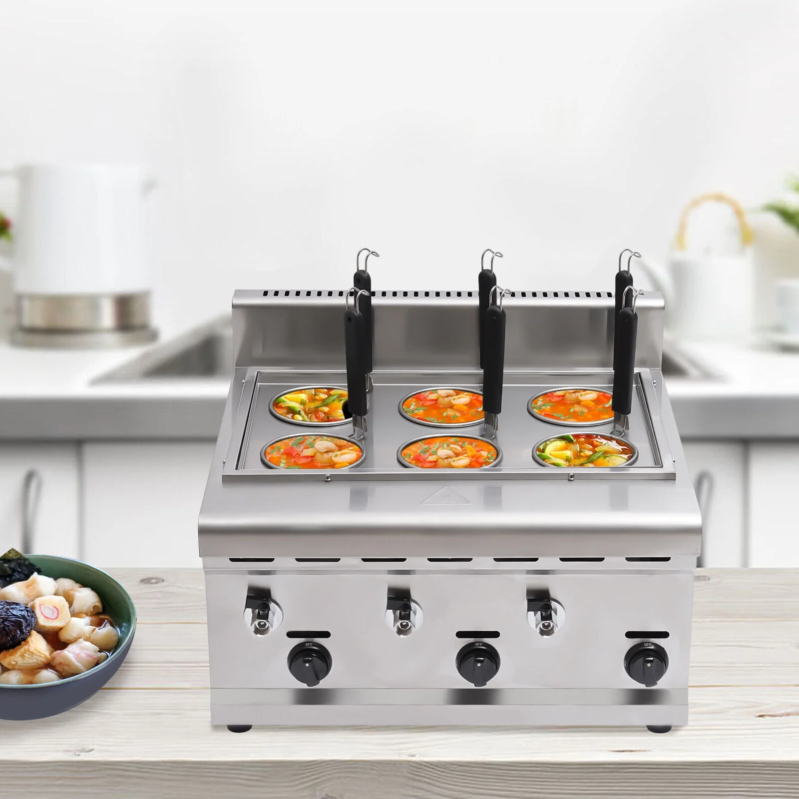 6 Basket Commercial Propane Gas Noodle Pasta Desktop Cooker Ramen Cooker