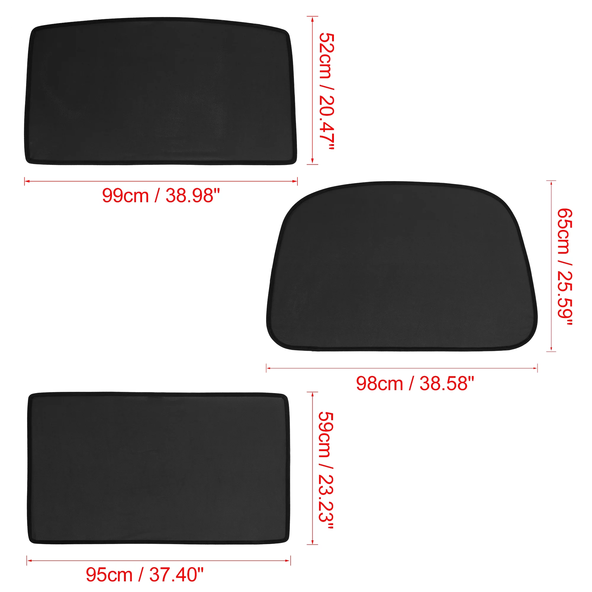 Unique Bargains 3 Pcs Black Glass Roof Sunroof Shade Cover Window Sun Shade Net for Tesla Model S Top Roof