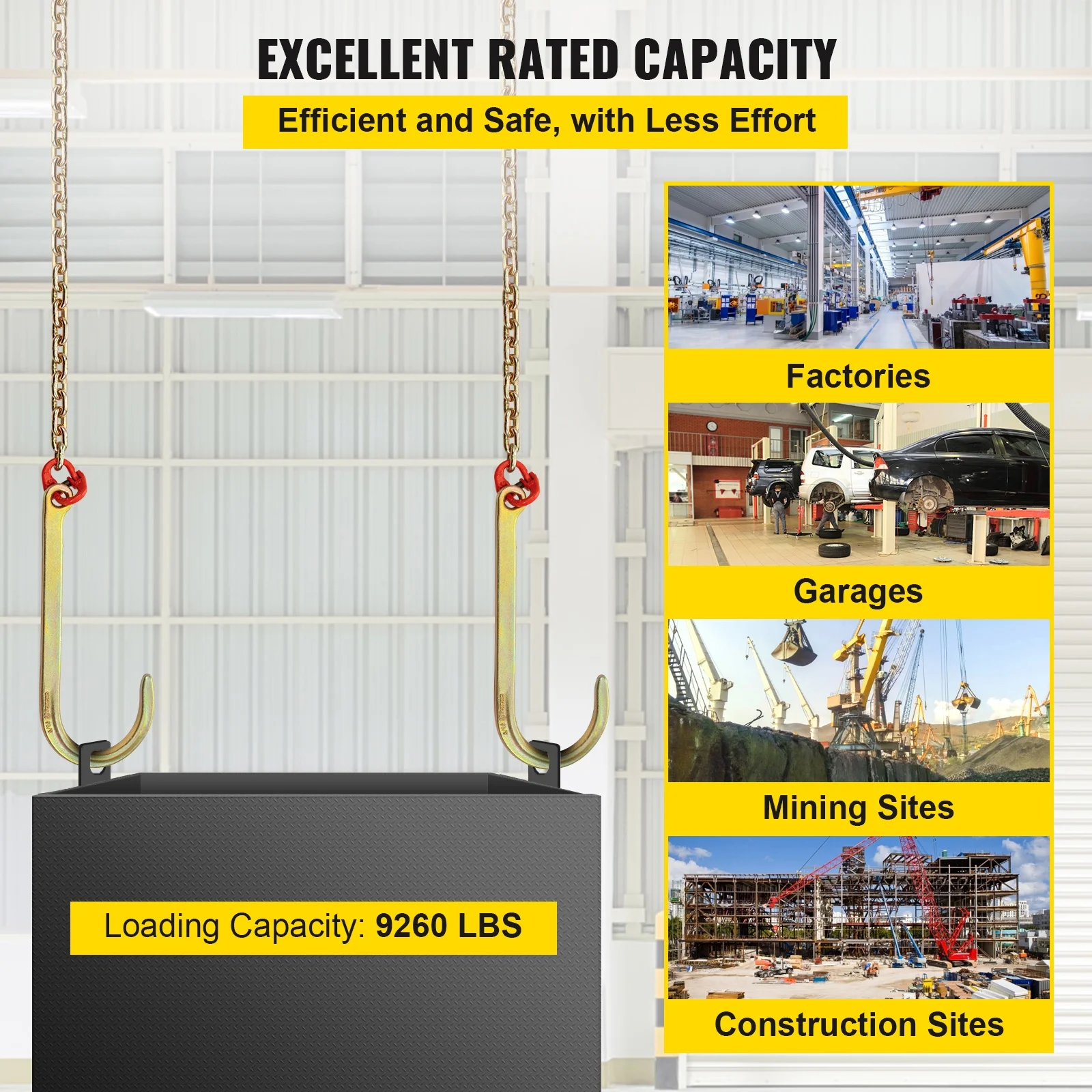 SKYSHALO J Hook Chain, 5/16 in x 10 ft Bridle Tow Chain, Grade 80 Bridle Transport Chain, Alloy Steel Chain with 2 J Hooks, 9260 Lbs Break Strength Tow Hooks for Trucks, J Hooks Towing Straps 2PCS