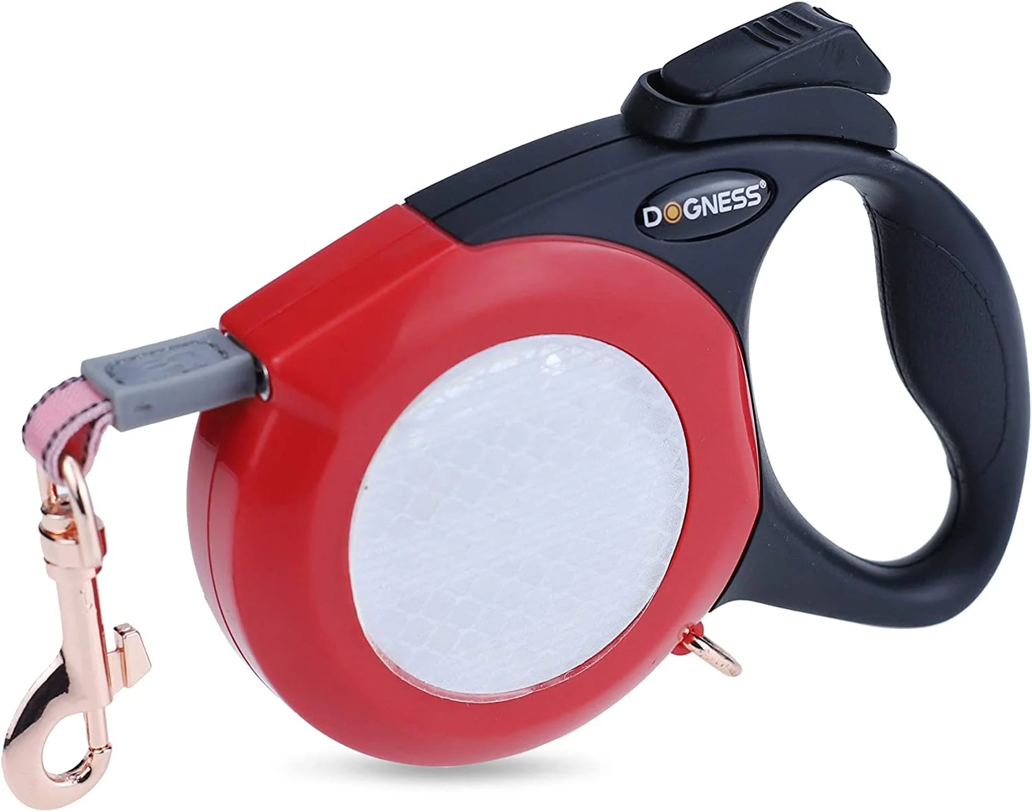 Size S: Retractable dog leash approximately 9.8 feet in length, one-button brake and locking non-slip handle, strong nylon ribbon, tri-color reflective sticker