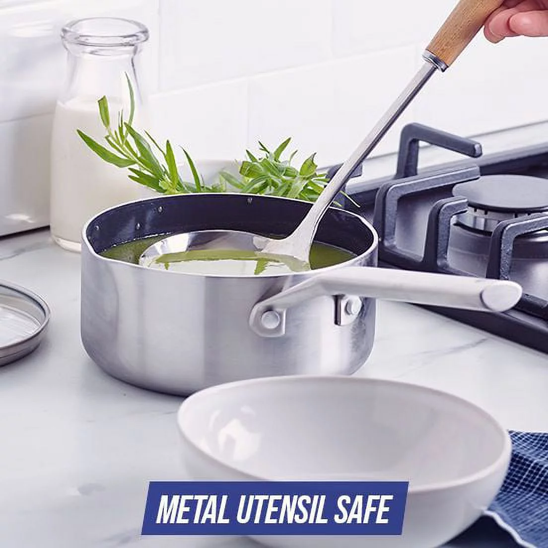 Blue Diamond Cookware Triple Steel Ceramic Nonstick 1.6Qt Saucepan with Lid