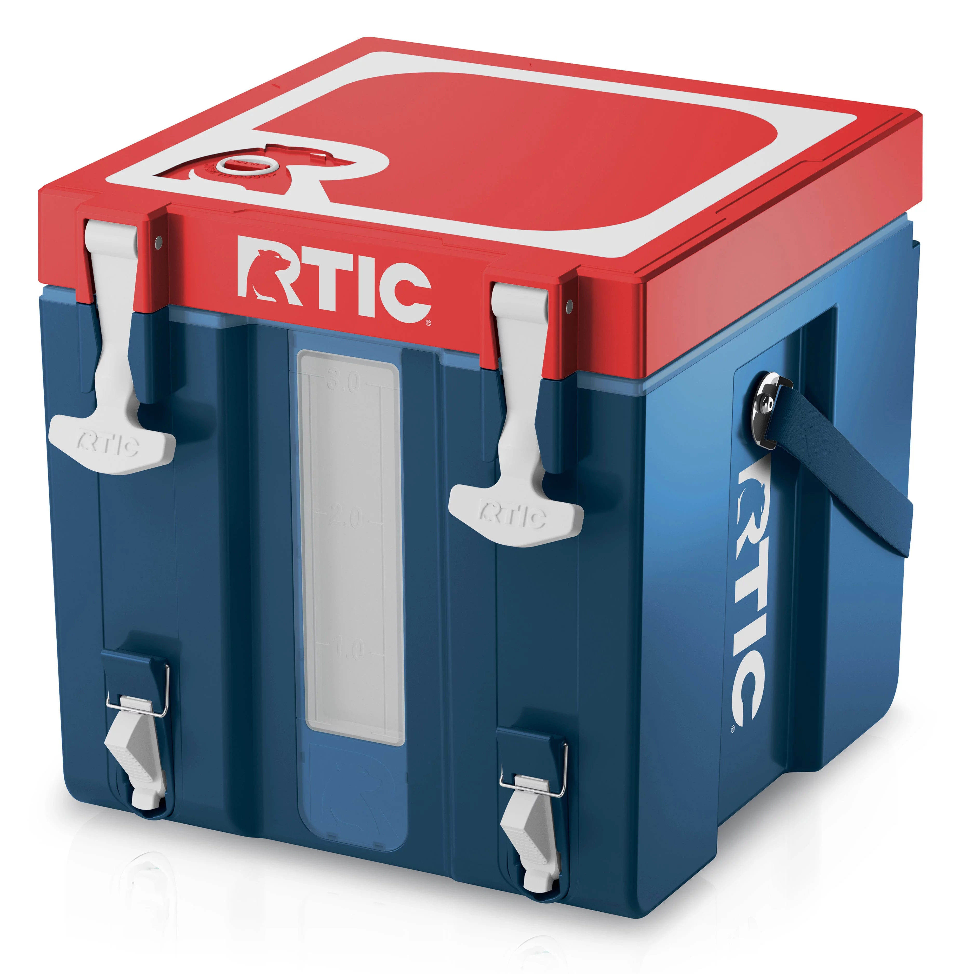 RTIC Halftime Water Cooler 3 Gallon Portable Carrier Container, Drink Beverage Dispenser, Stackable with 2 Taps, Bottleless, BPA-Free, for Sports, Camping, BBQ, Parties, Picnic, and More, Patriot