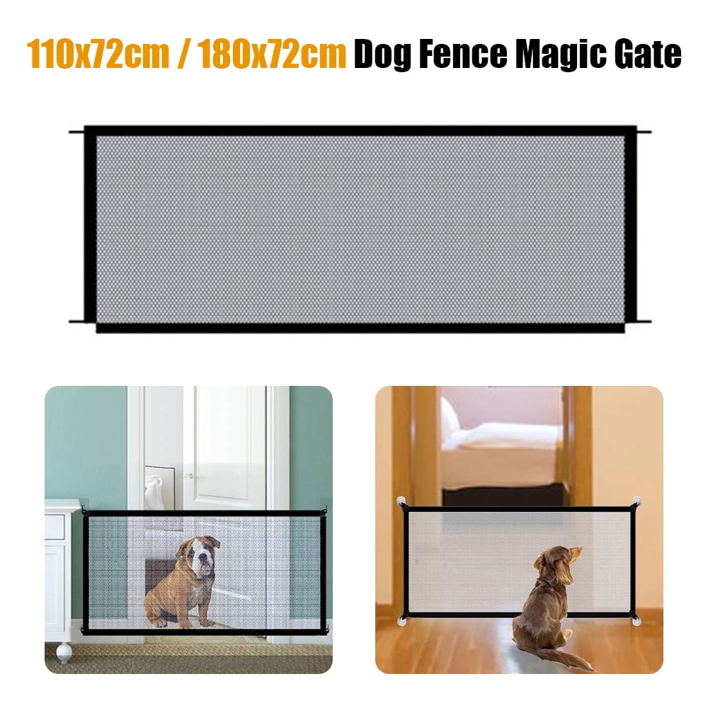 ODOMY Mesh Dog Gate, Pet Safety Magic Gate for Dogs Portable Folding Mesh Fence Safe Guard Install Anywhere Baby Safety Gate for Hall Stair Doorway Tall
