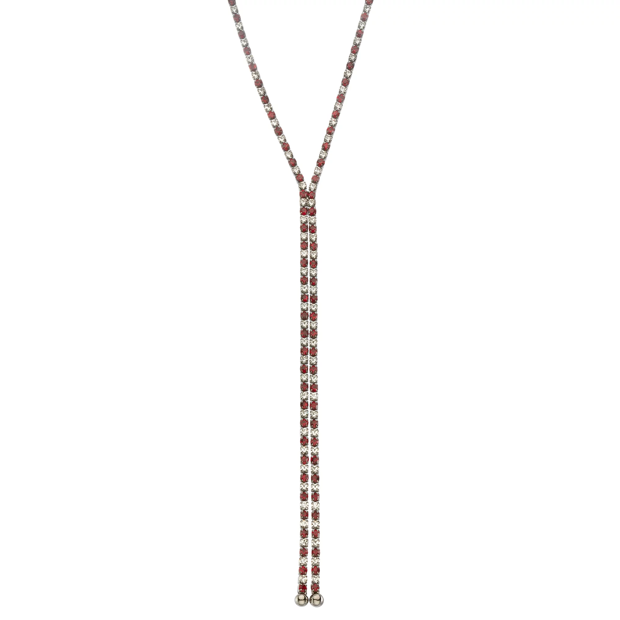 X & O Black Rhodium Plated single row X-shape necklace in Siam and White Crystal Combination ***