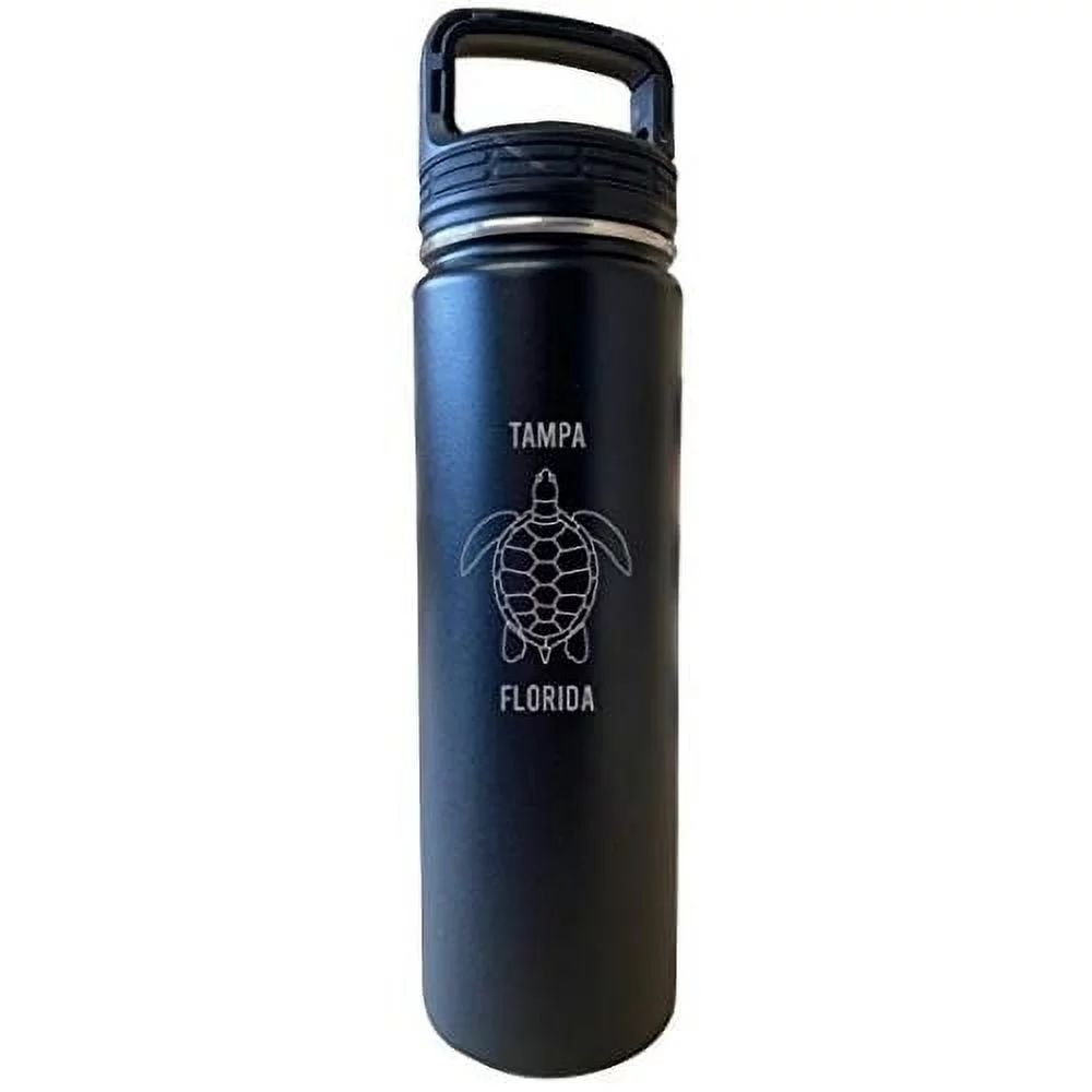 Tampa Florida Souvenir 32 Oz Engraved Black Insulated Double Wall Stainless Steel Water Bottle Tumbler