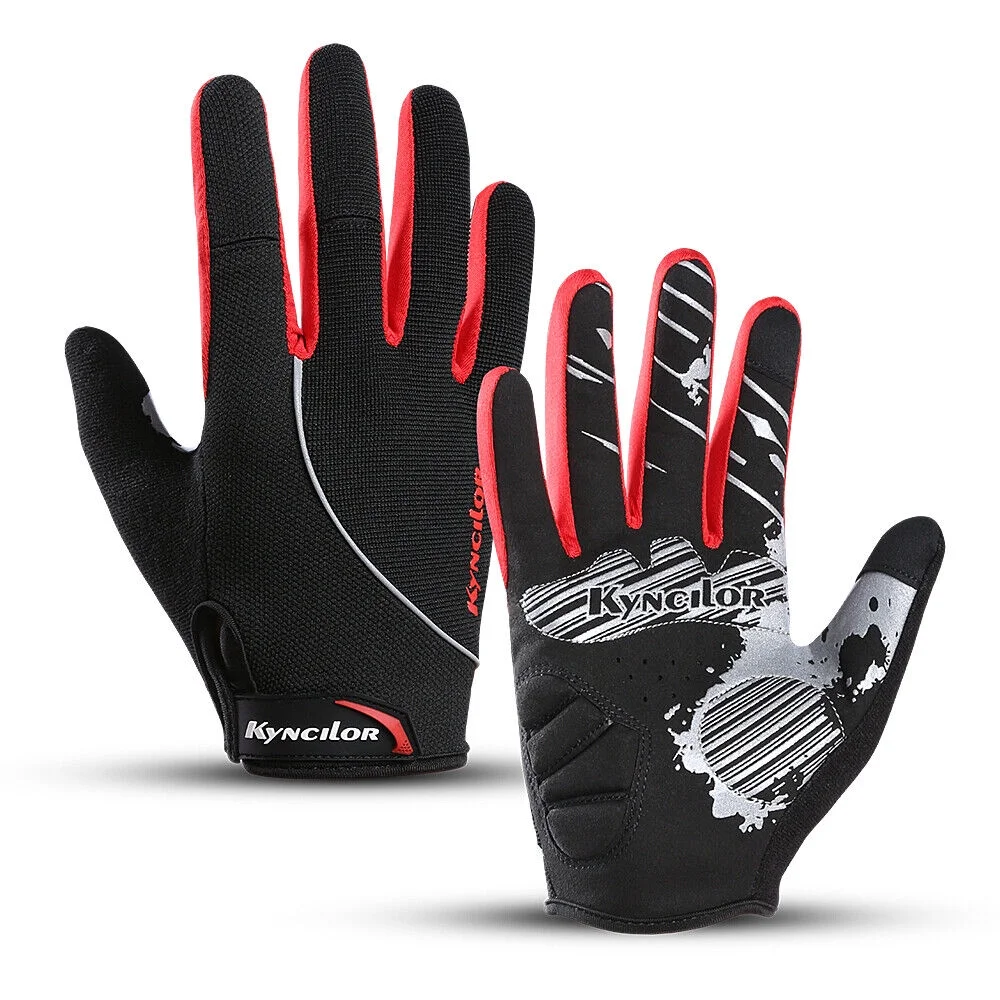 Mens Motorcycle Bike Racing Full Finger Touch Screen Anti-slip Shockproof Gloves