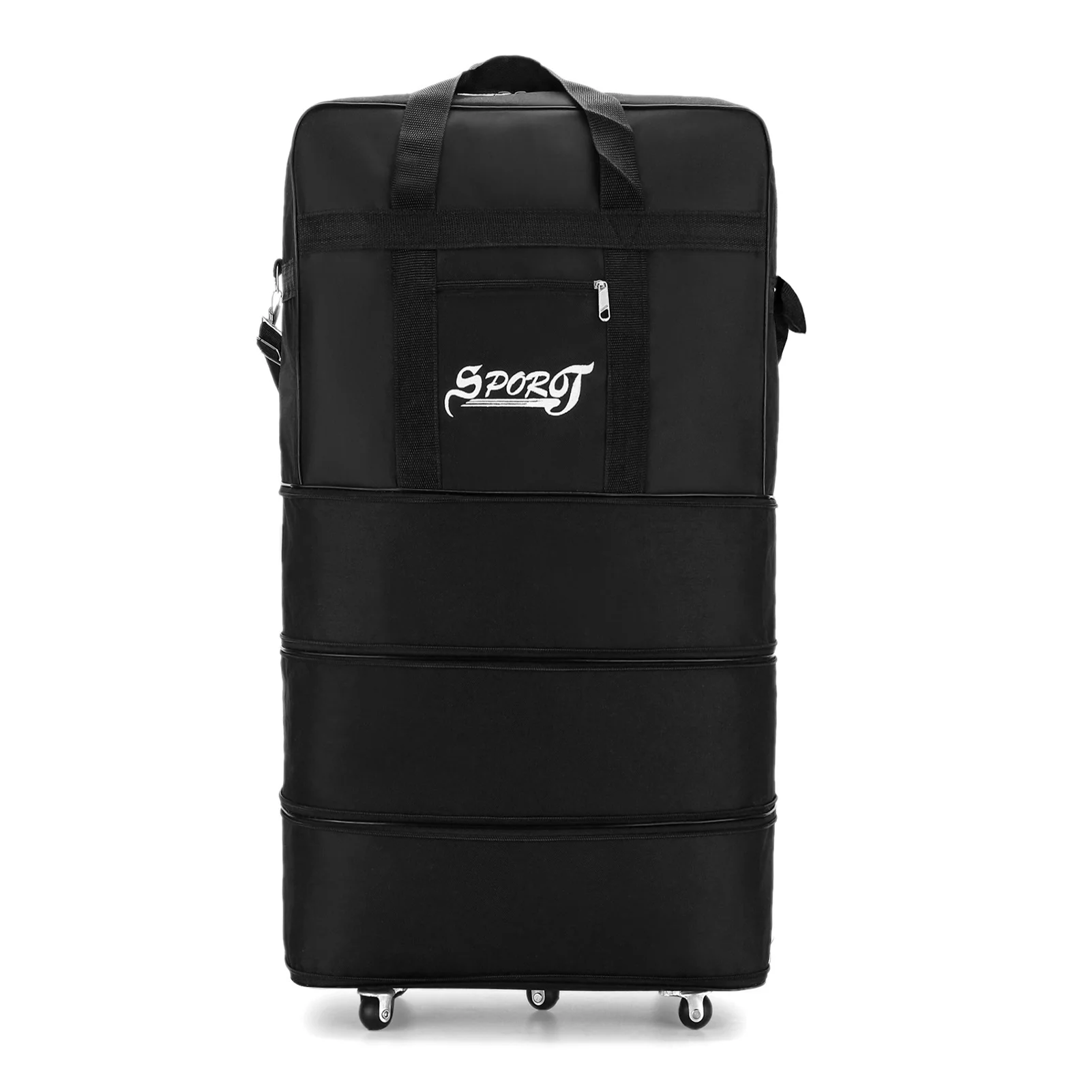 Anself Expandable Waterproof Foldable Suitcase,Collapsible Travel Luggage Bag with Wheels,Black,35.4 * 19.7 * 11.8in