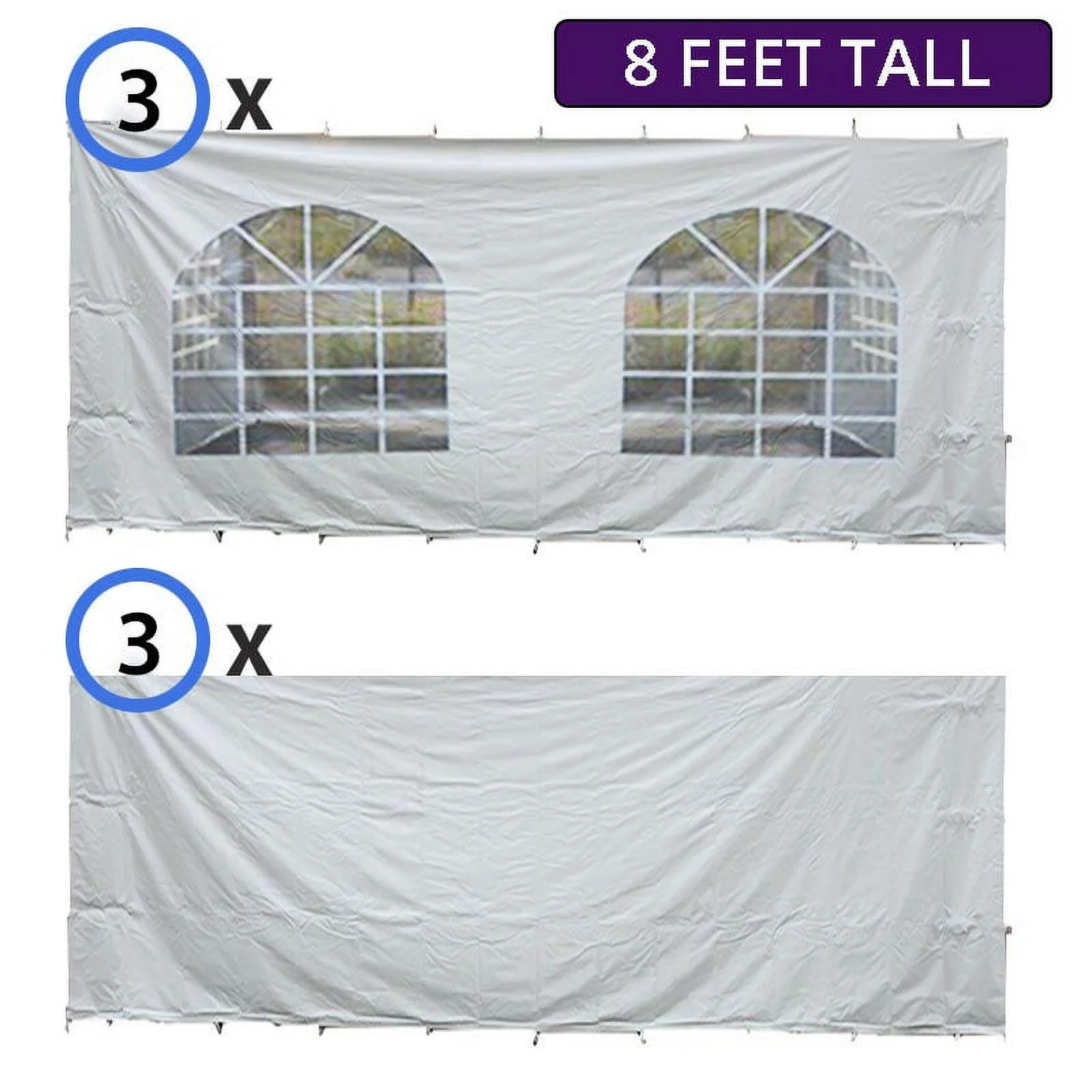 TentandTable Standard Sidewall Kit for 8 ft Tent Sides,White, 20 ft x 40 ft