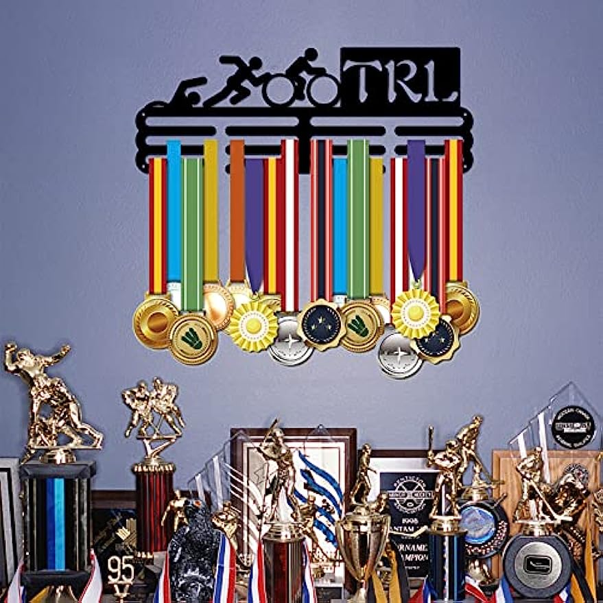 1set Triathlon Medal Holder Display Hanger Rack Frame Swim Bike Run Medals Hanger Sports Medal Hook Storage Organizer