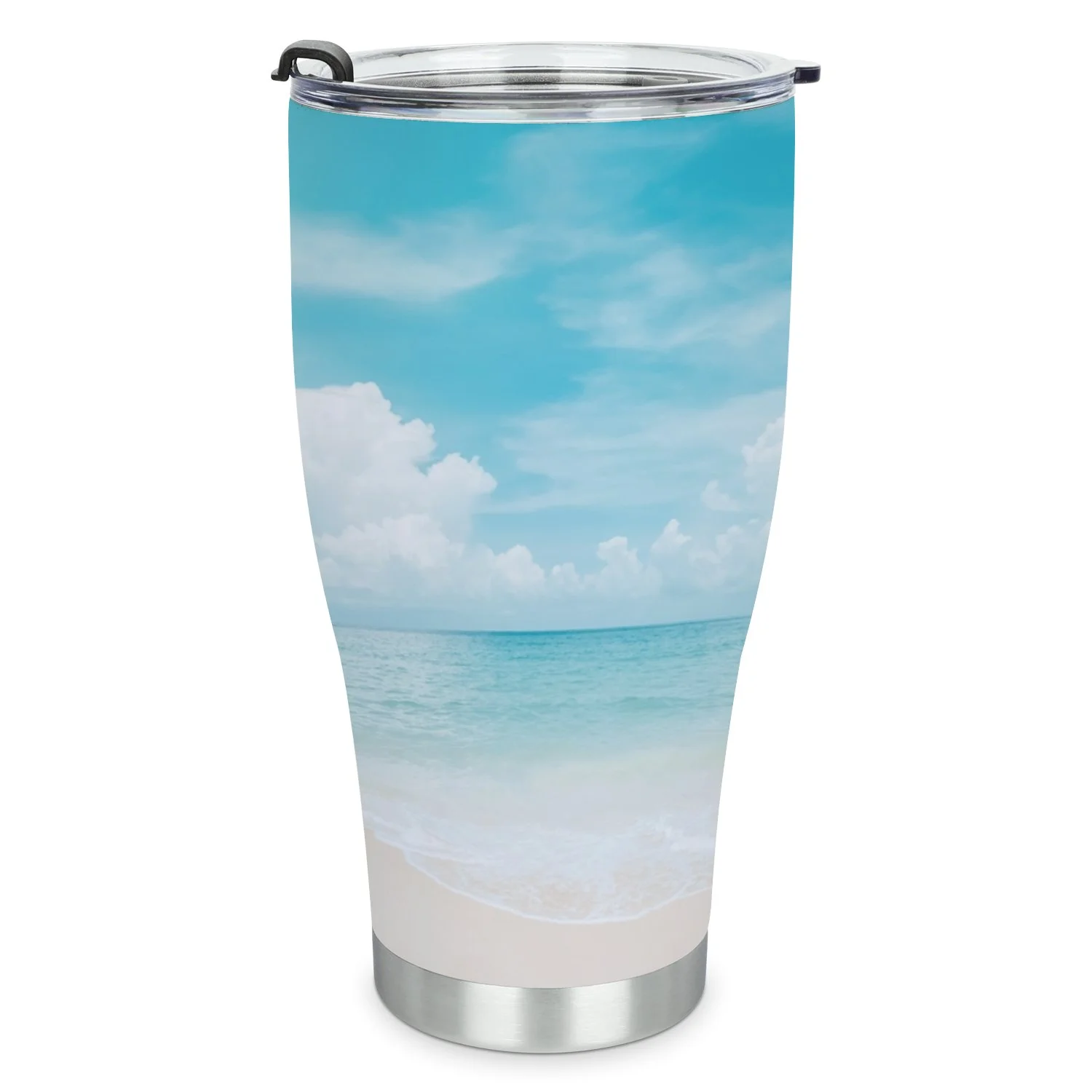Hidove Stainless Steel Tumbler, Palm Tree on Tropical Beach 30oz Leak Proof & Stainless Steel Bottle for Hot & Cold Drinks - Coffee Travel Mug, Water Metal Canteen, Thermal Cup