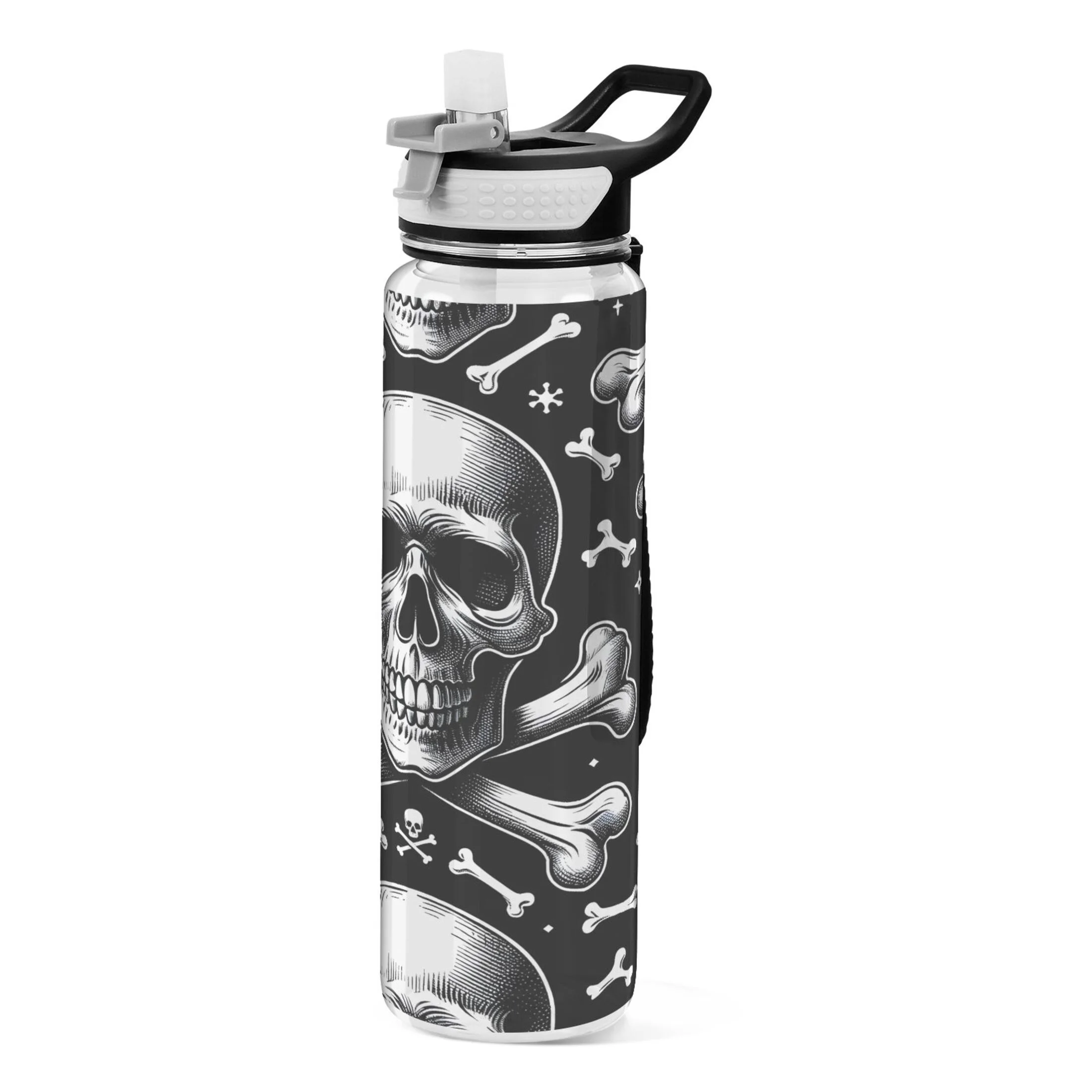 Skeletons Halloween 32oz Sports Water Bottles Leakproof Tritan Bottle with Straw BPA Free Clear Bottle for Fitness Gym Outdoor Cycling