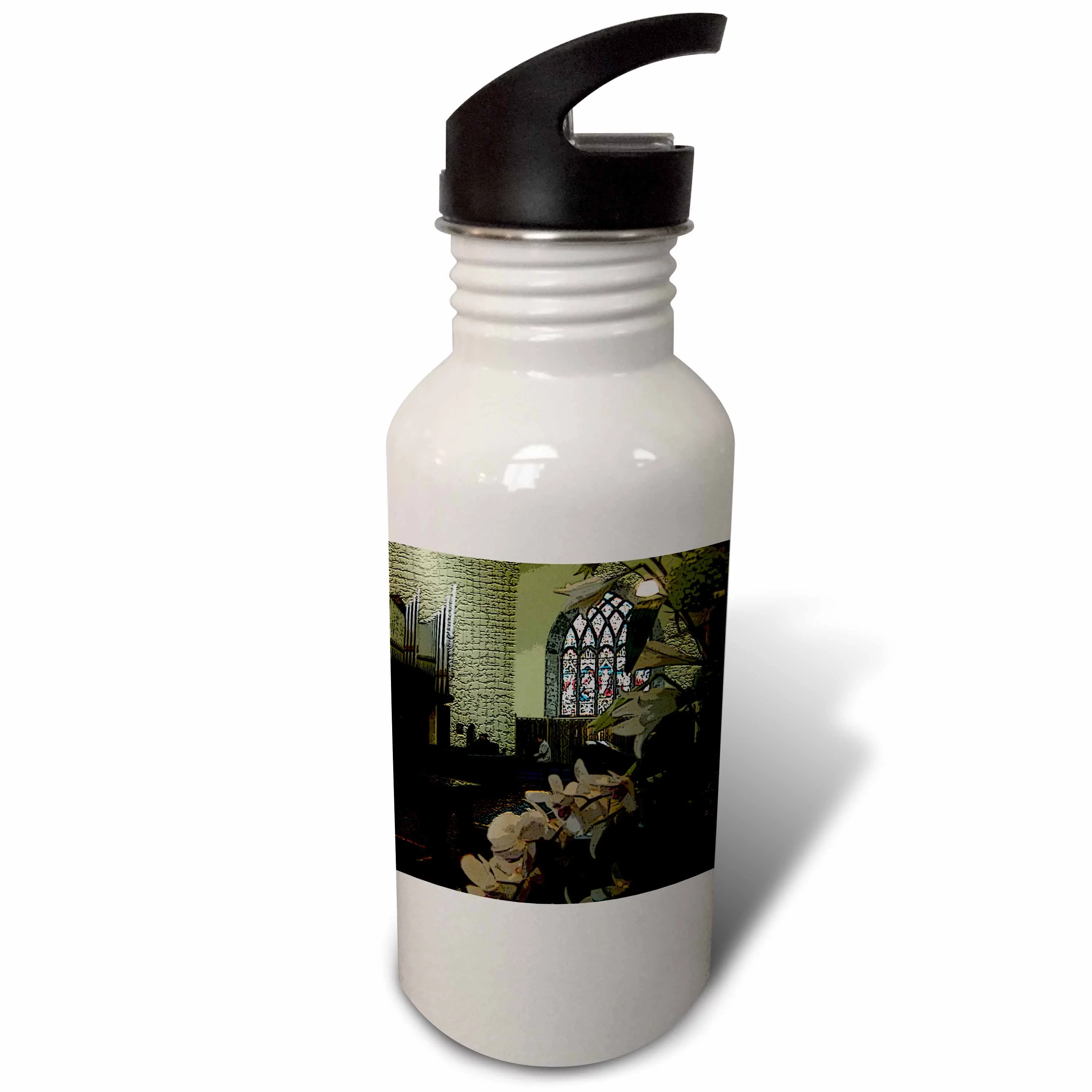 Inside an Old Church with Stained Glass Windows in Ireland 21 oz Sports Water Bottle wb-44111-1