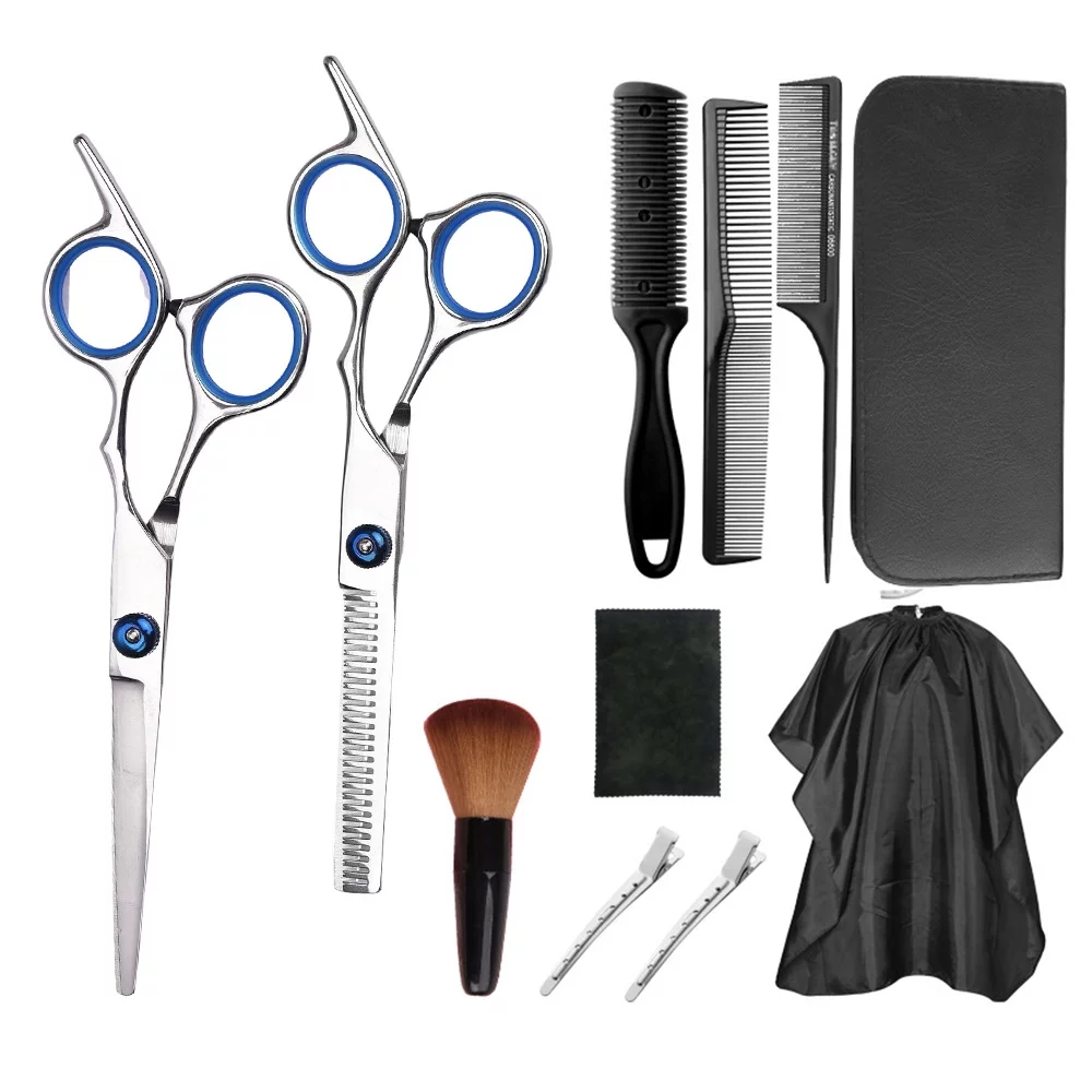 Hairdressing 13 PCS Stainless Steel Professional Barber Scissors Set Hair Trimmer Flat Cutting Shears Comb